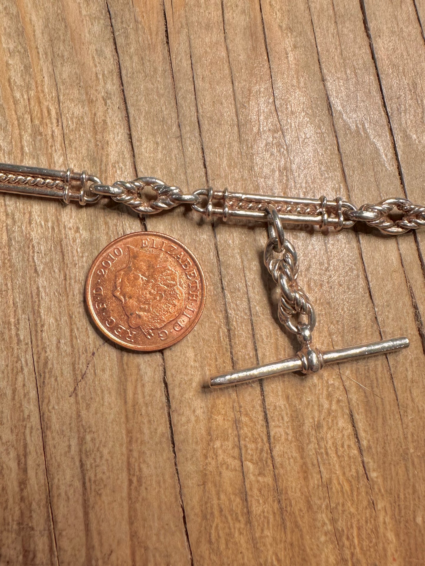 Vintage 1979 Unique Albert Watch Chain Style T Bar 925 Sterling Silver 20 inch Necklace