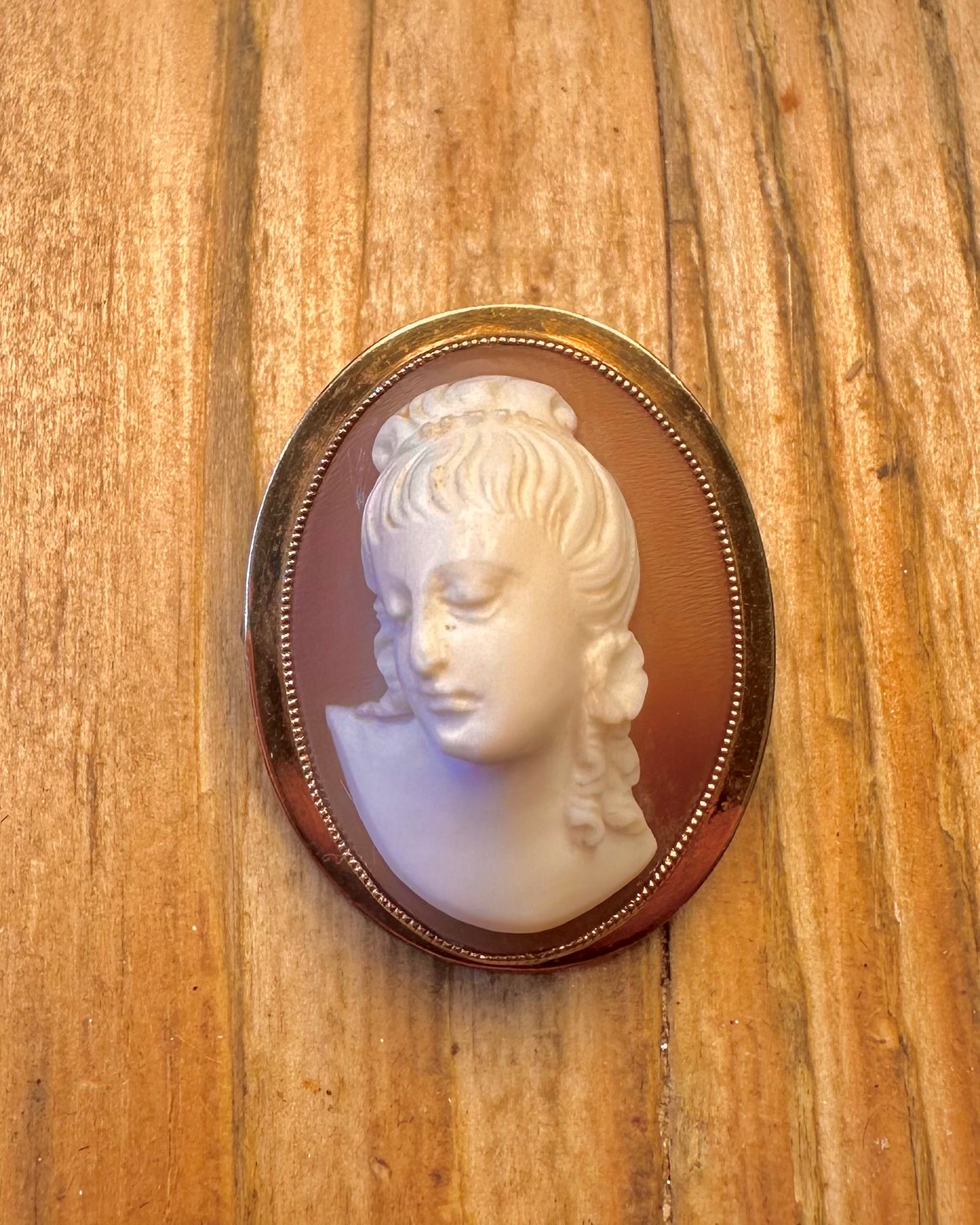 9ct Gold 1963 Cameo High Relief Maker E.J.CY&Co Brooch