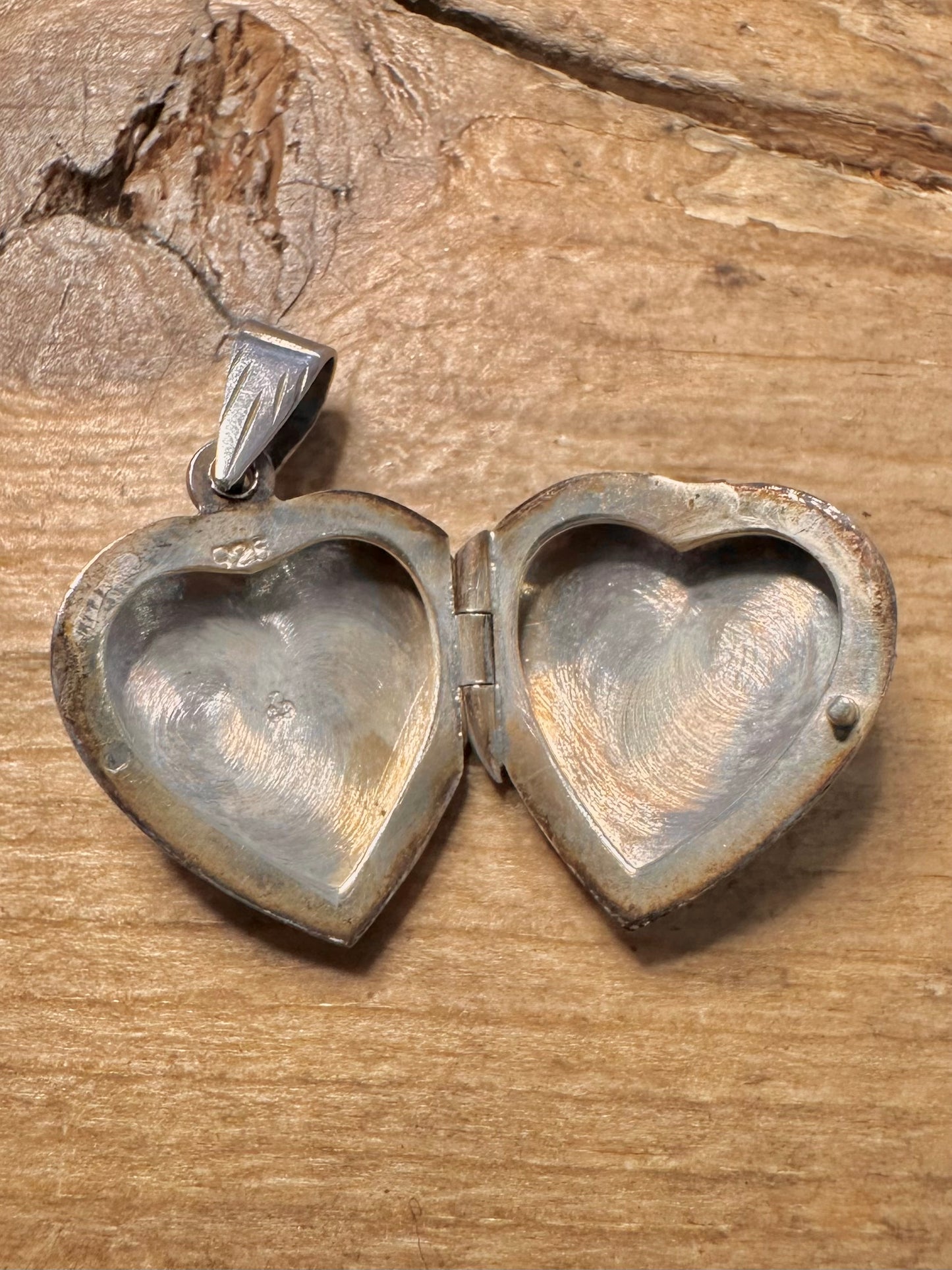 Vintage Engraved Heart Shaped 925 Silver Locket Pendant