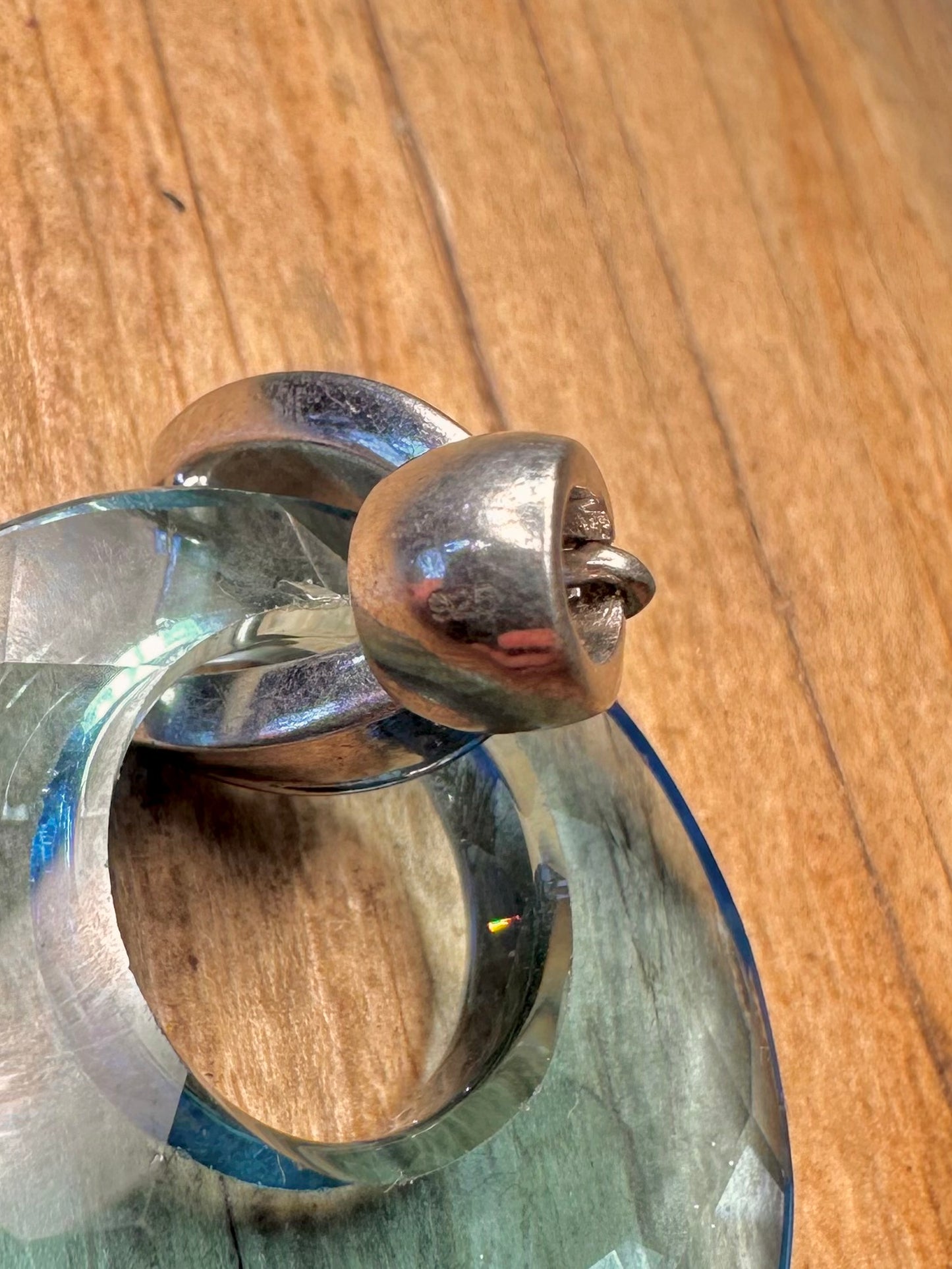 Moderner klarer blauer Kreis-Anhänger aus 925er Sterlingsilber