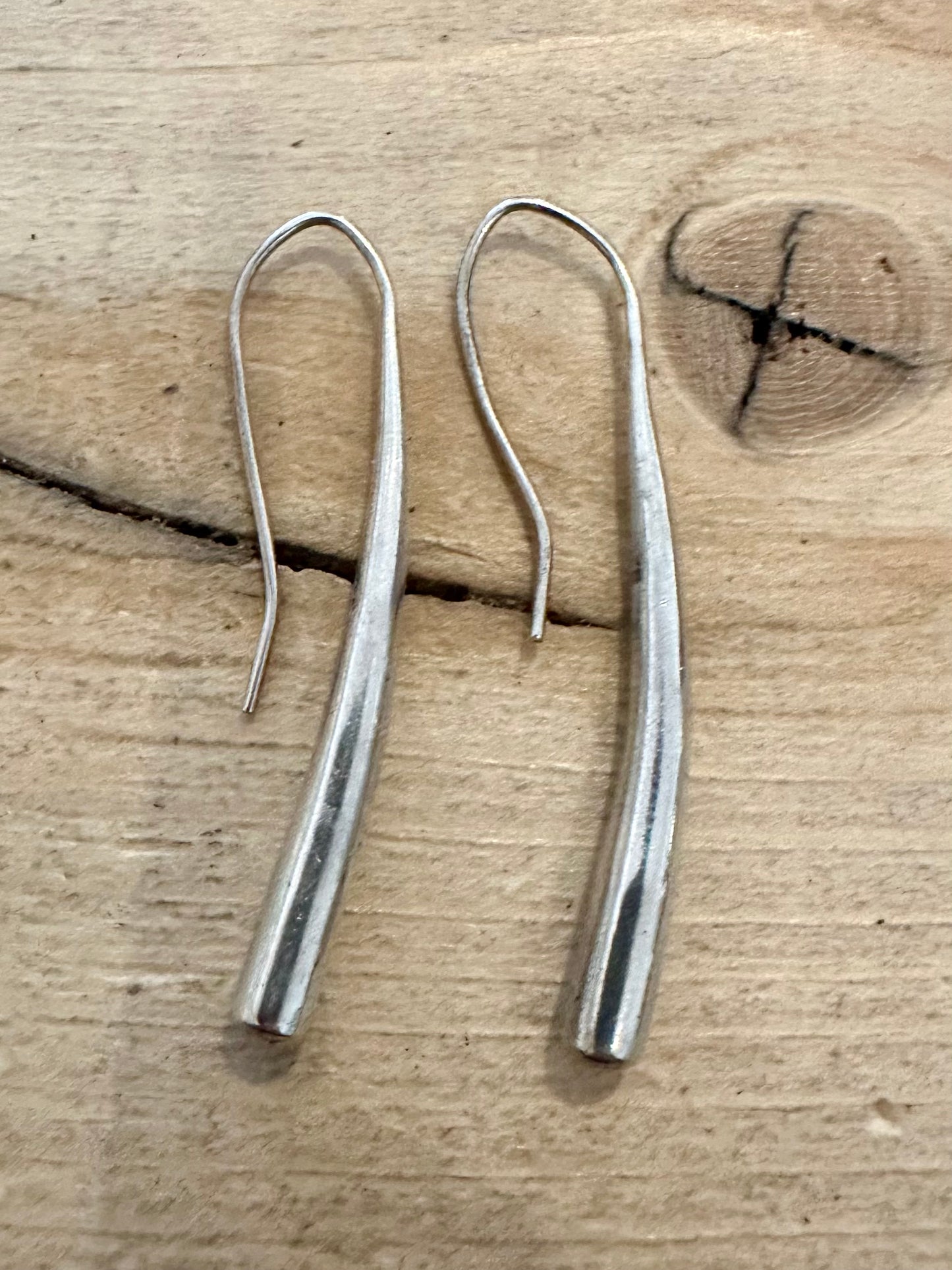 Modernist Long Bar 925 Silver Earrings