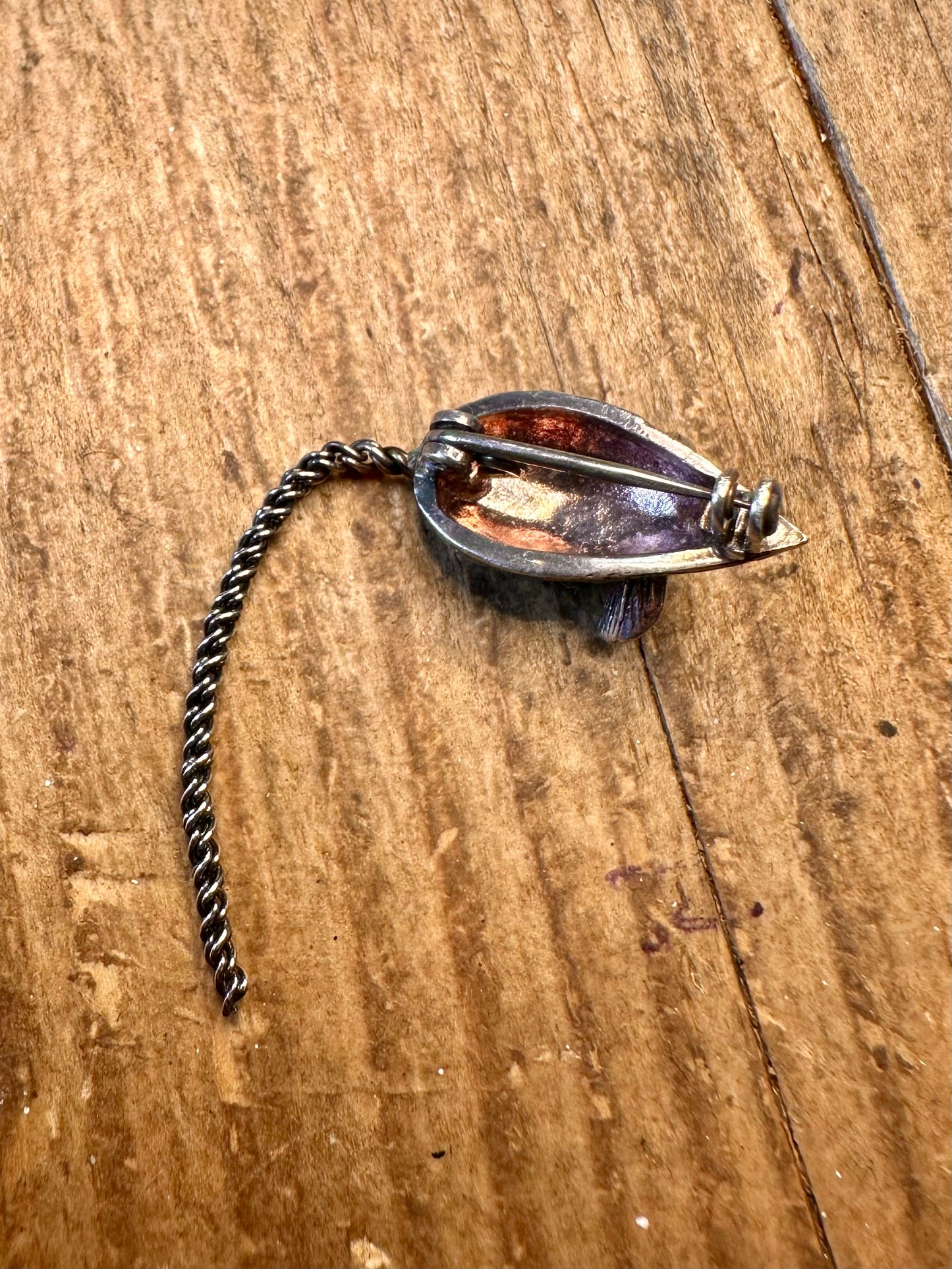 Mouse Marcasite and Red Stone Woven Tail 925 Sterling Silver Brooch