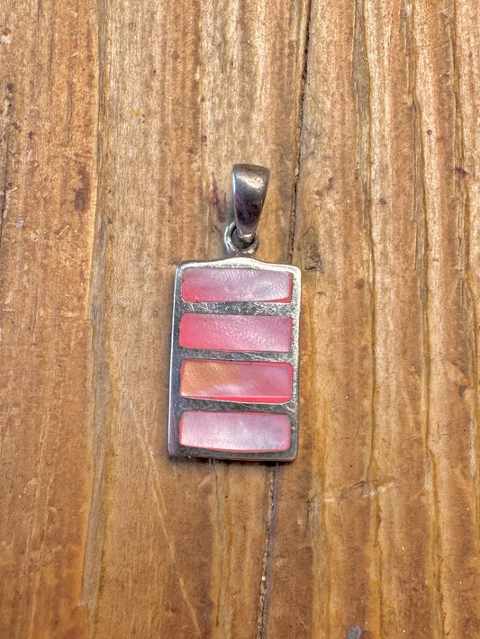 Rectangle Pink Mother of Pearl 925 Sterling Silver Pendant