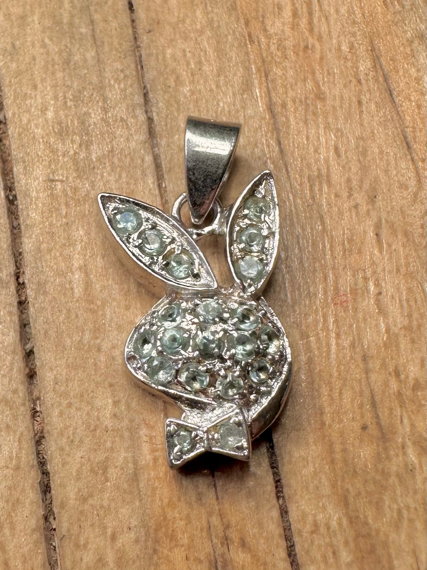 Vintage Playboy Blue Stone 925 Sterling Silver Pendant