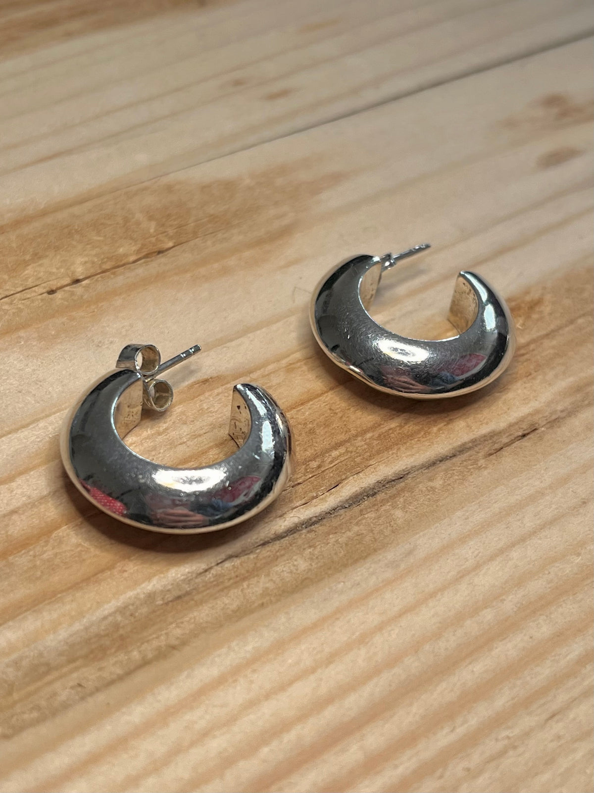 Chunky Half Hoops 925 Sterling Silver Earrings