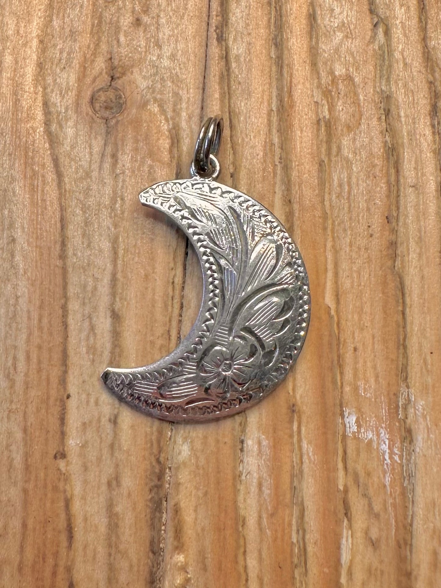 Vintage-Mondgravurform 925 Sterling Silber Anhänger