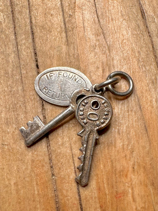 Vintage Set of Keys 925 Sterling Silver Charm Pendant