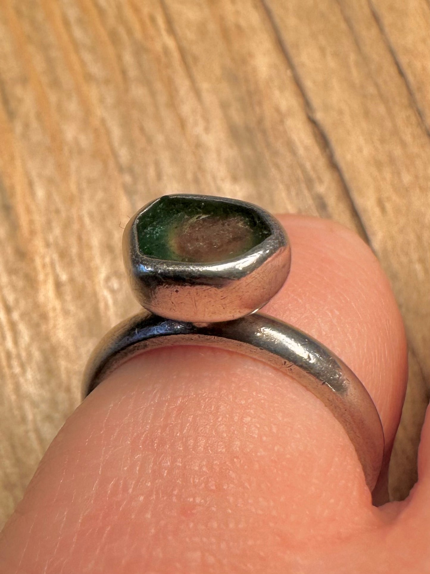 Abstract 1996 Watermelon Tourmaline 925 Sterling Silver Size K1/2 Ring