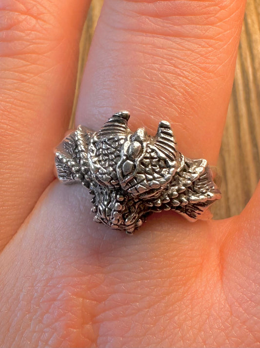 Dragon Intricate Textured 925 Sterling Silver Size V Ring
