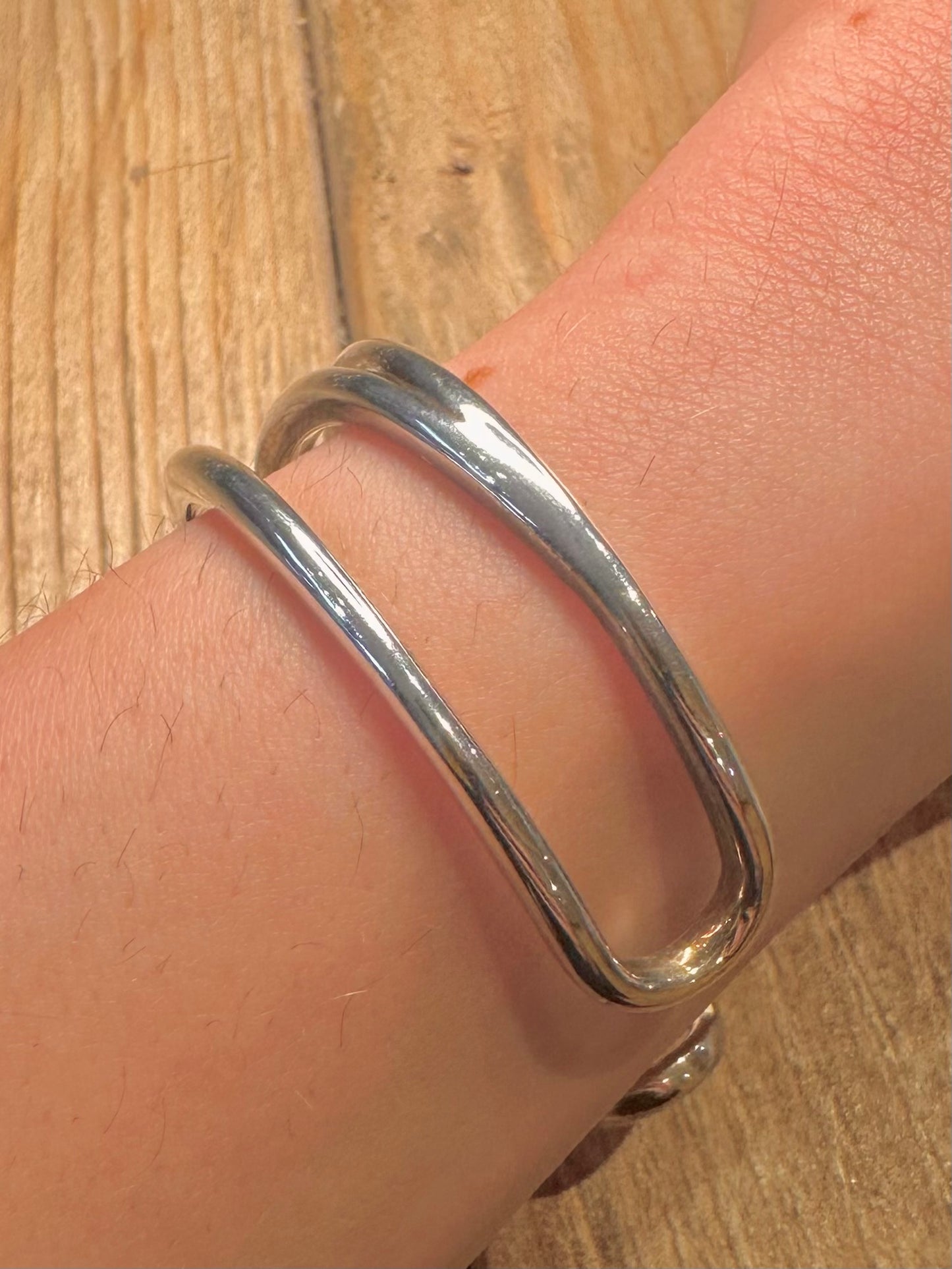 Modernist Tiffany & Co Style Zig Zag Cuff 925 Sterling Silver Bangle