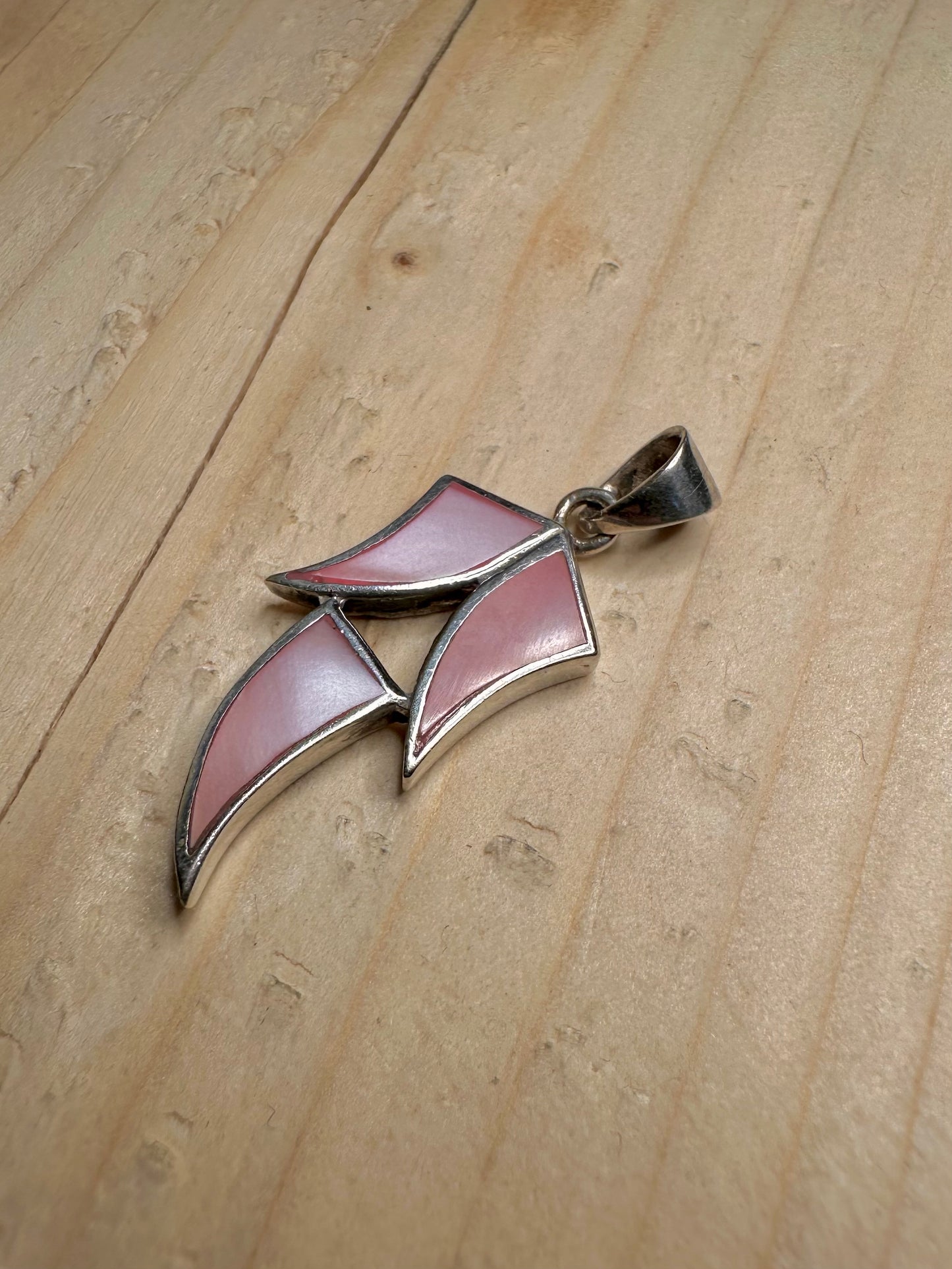 Abstract Pink Mother of Pearl 925 Sterling Silver Pendant