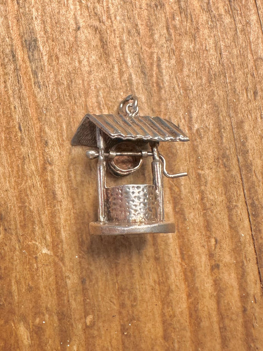 Wishing Well Rotating Bucket 925 Sterling Silver Charm Pendant