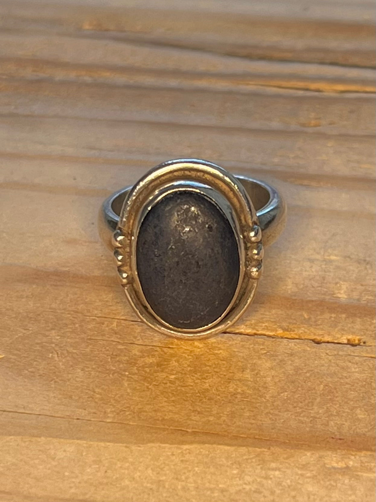 Oval Lapis Lazuli 925 Sterling Silver Size J Ring