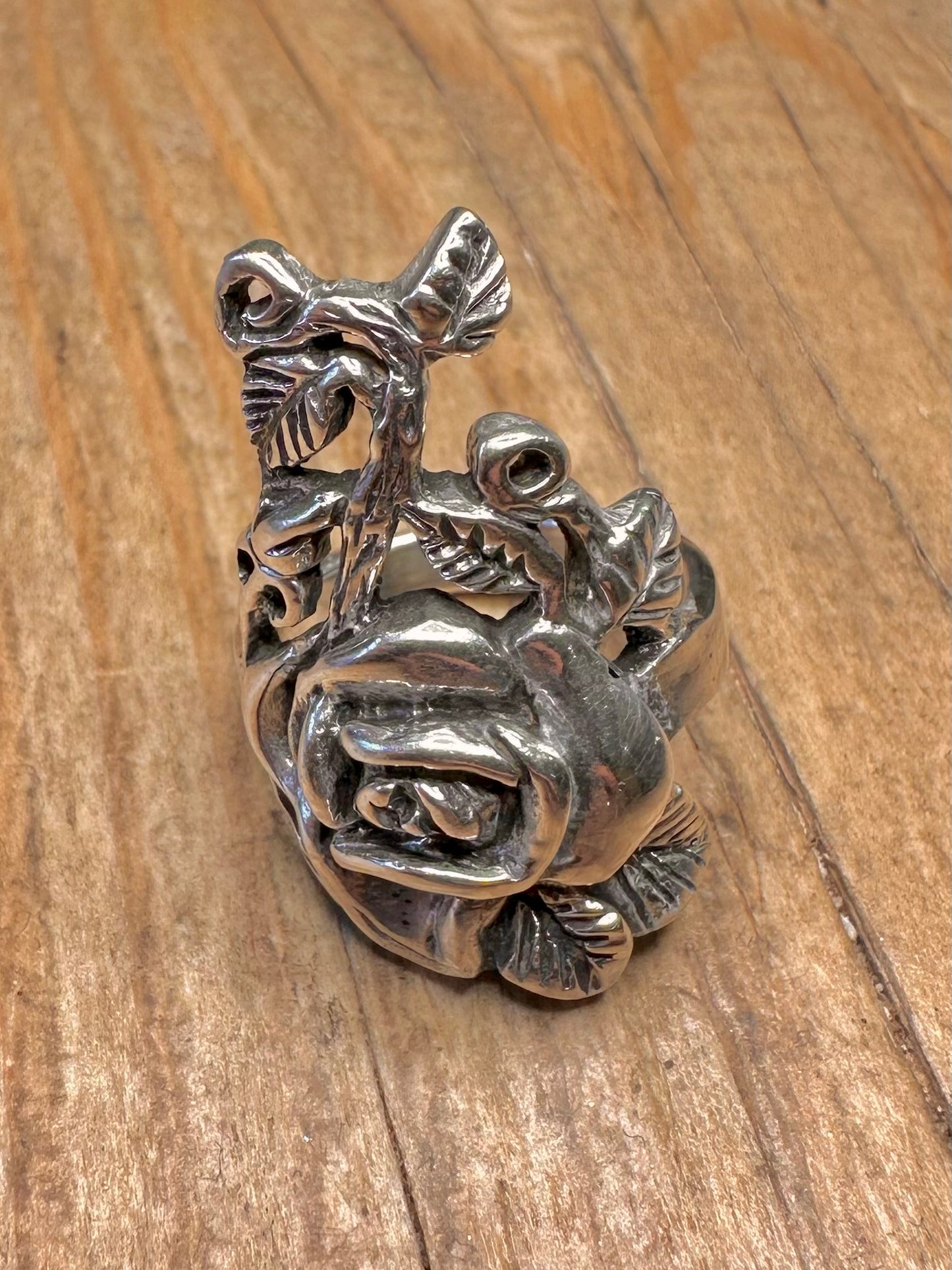 Vintage Large Rose 925 Sterling Silver Size O Ring
