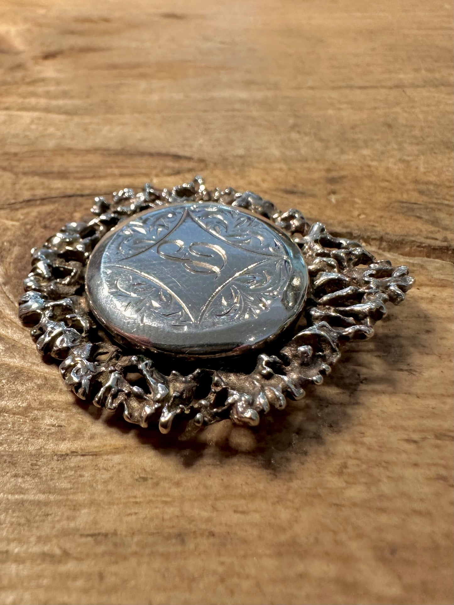 Vintage 1975 Brutalist Style Locket 925 Silver Pendant