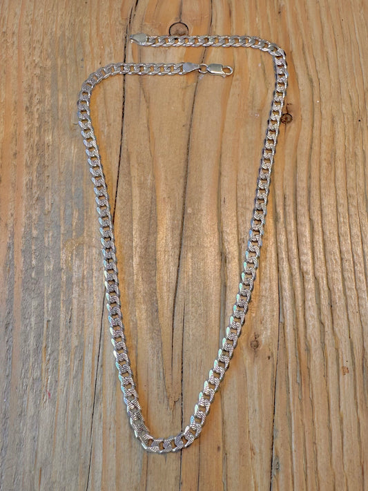 Textured Curb Chain 925 Sterling Silver 18 inch Necklace