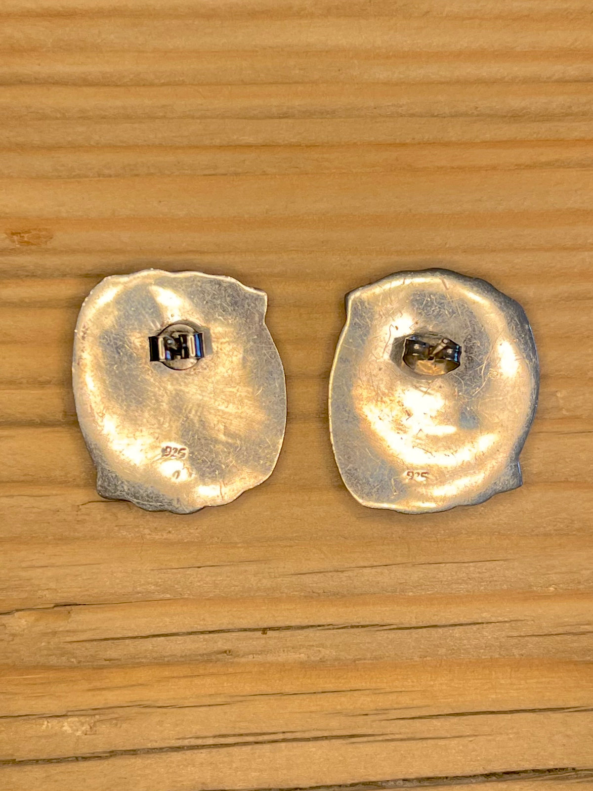 Large Interlocking Ribbed 925 Sterling Silver Stud Earrings
