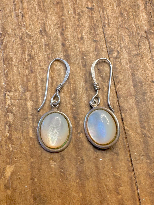 Mother of Pearl Oval 925 Sterling Silver Earrings