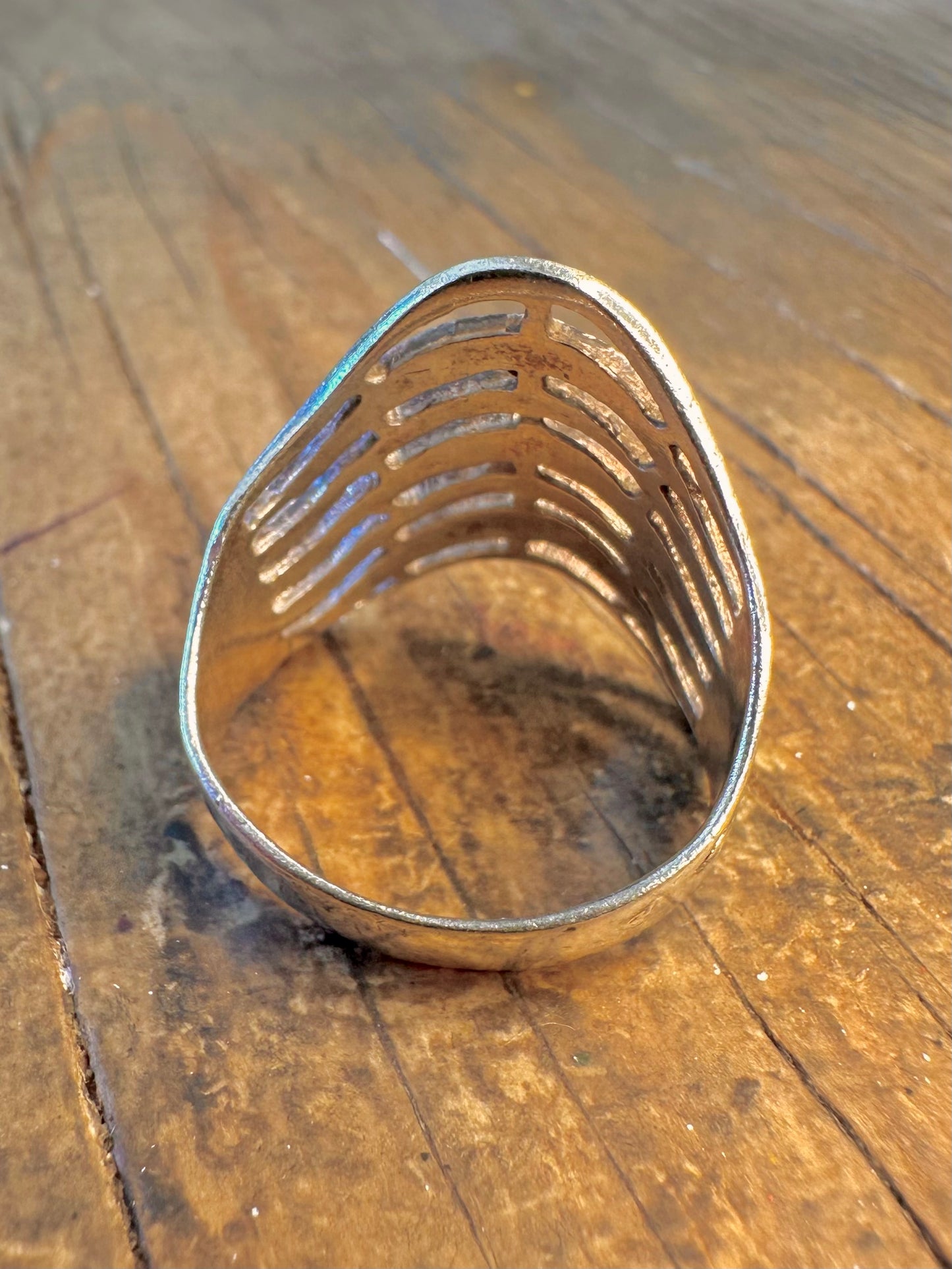 Wavy Layer Engraved 925 Sterling Silver Size T Ring