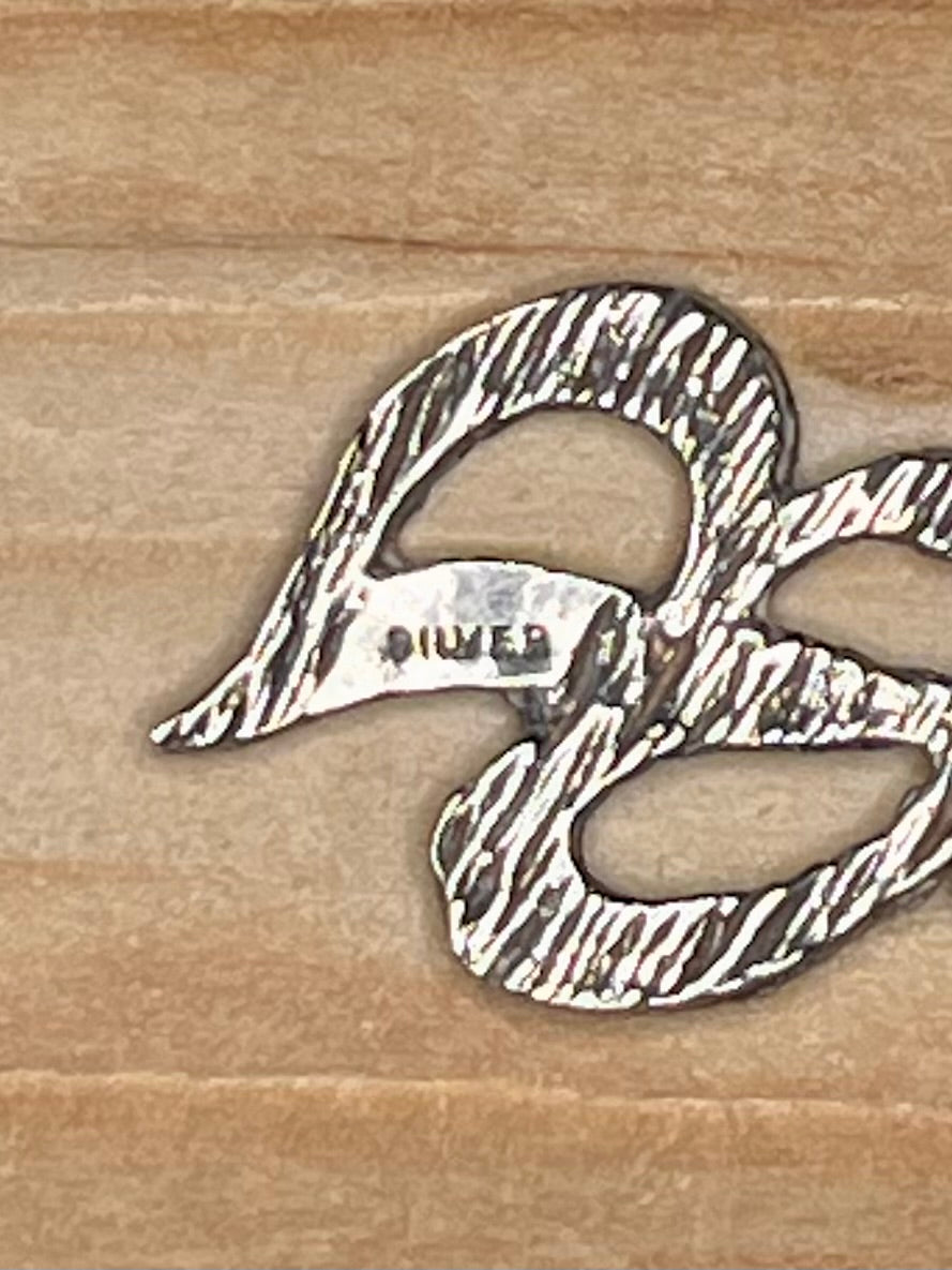 Textured Italic B 925 Sterling Silver Pendant