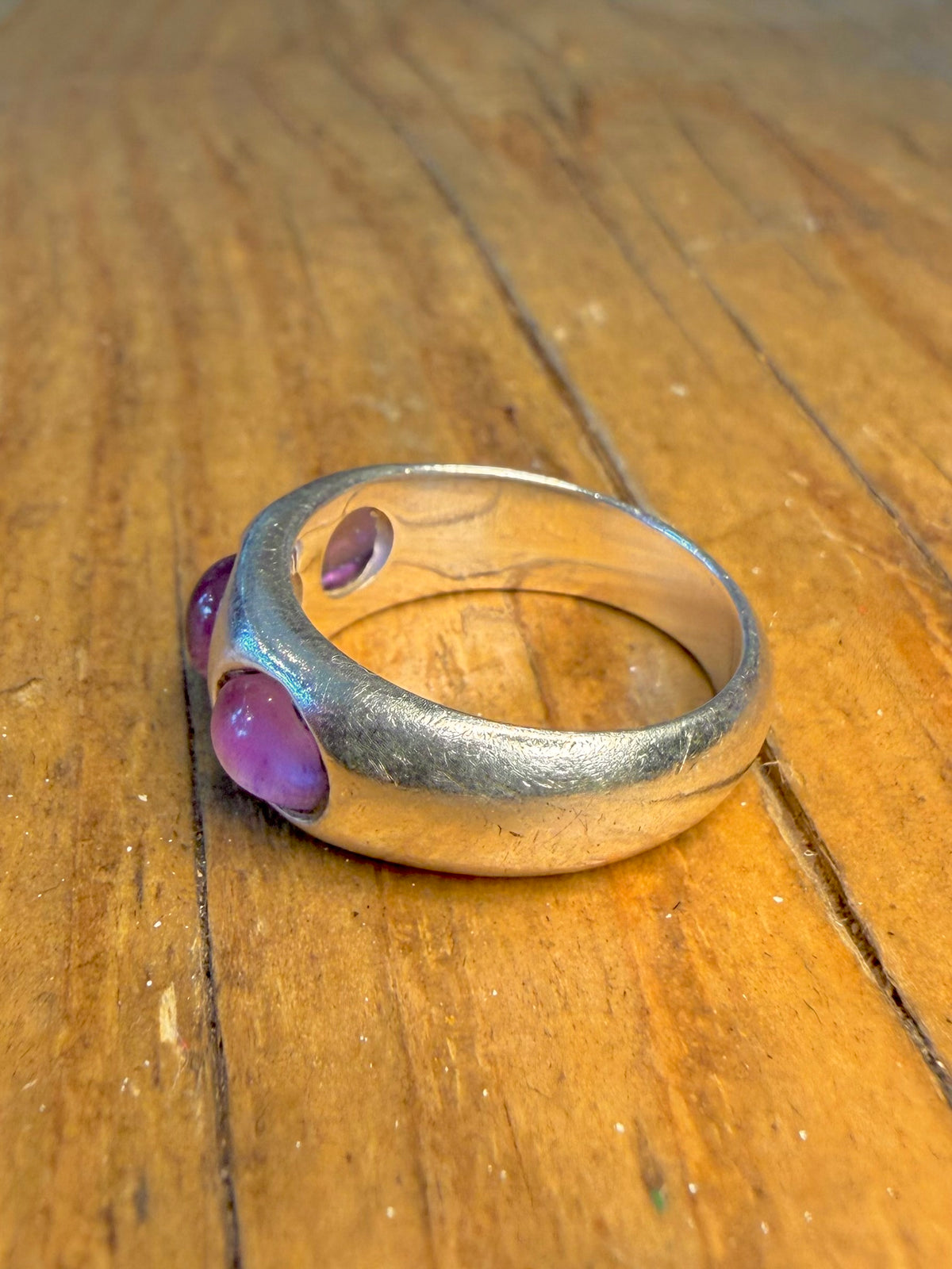 Abstract Amethyst Dome 925 Sterling Silver Size L1/2 Ring