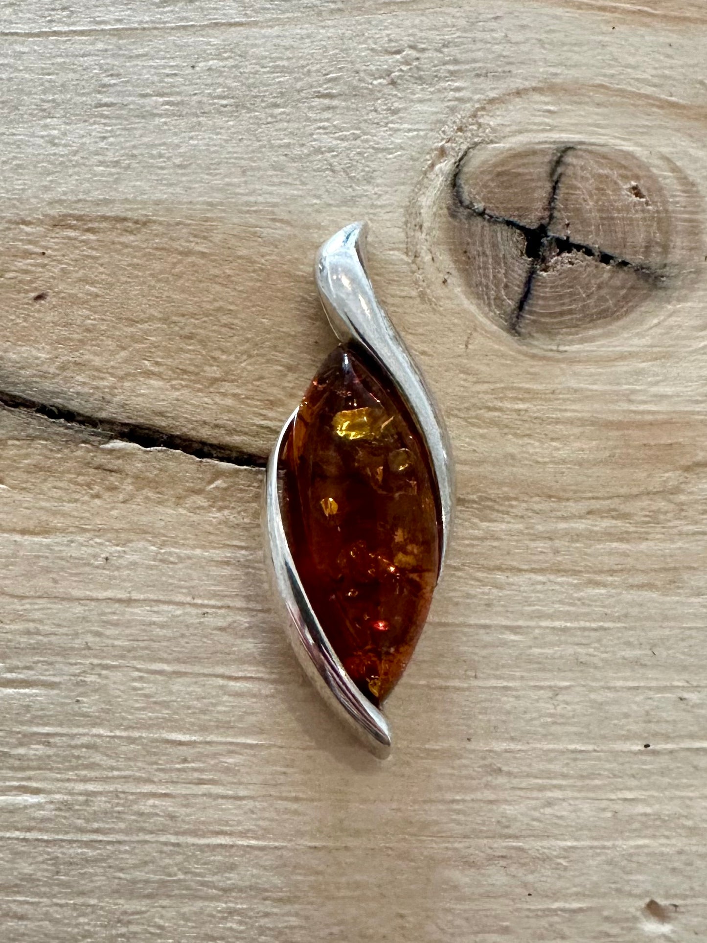 Abstract Amber 925 Silver Pendant