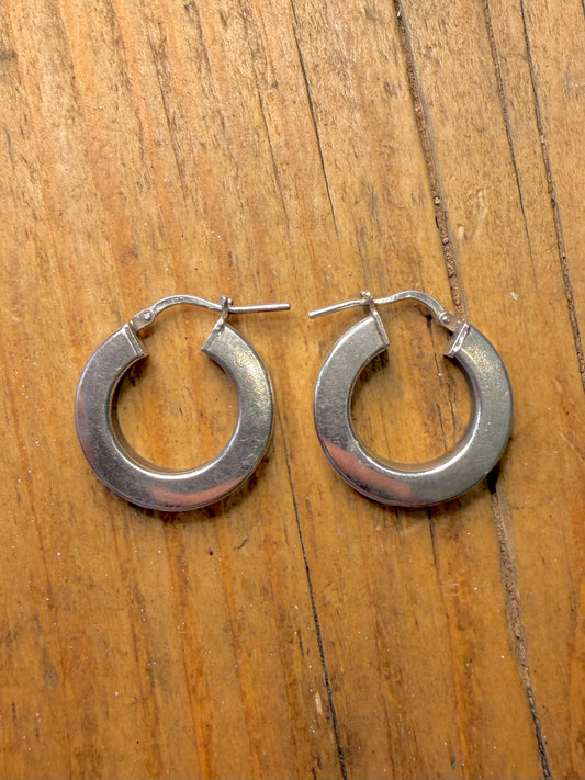 Chunky Square Rounded Hoops Italian 925 Sterling Silver Earrings