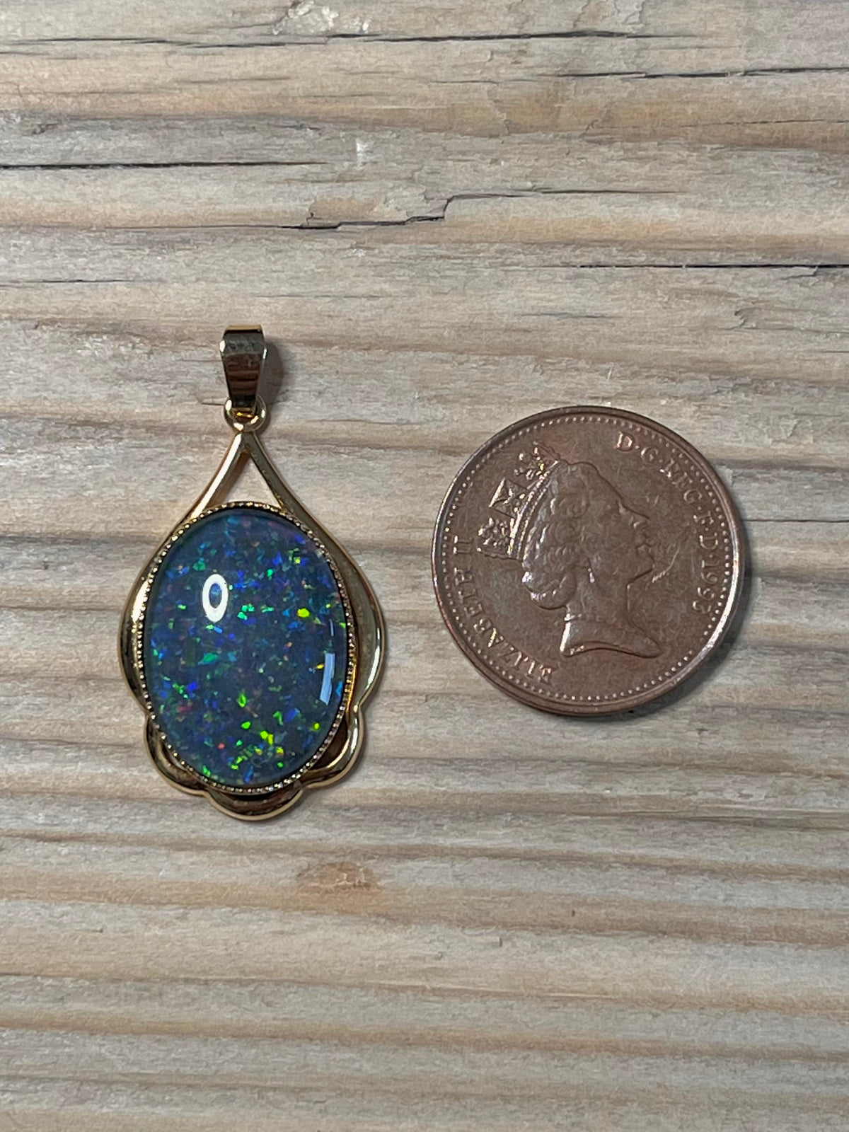 Oval Opal Gold Plated 925 Sterling Silver Pendant
