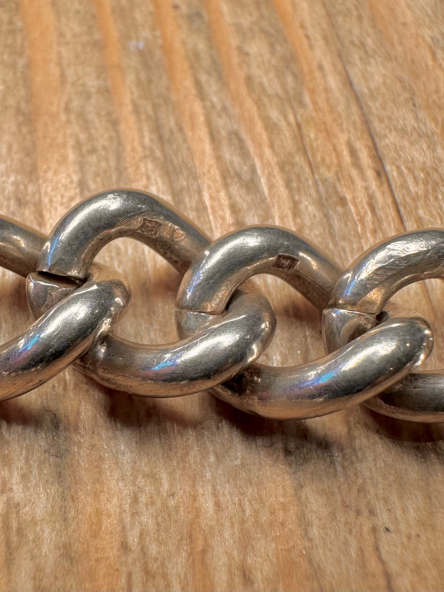 Vintage 1967 Chunky Curb Chain Heart Padlock 925 Sterling Silver Hallmarked 7.5 inch Bracelet