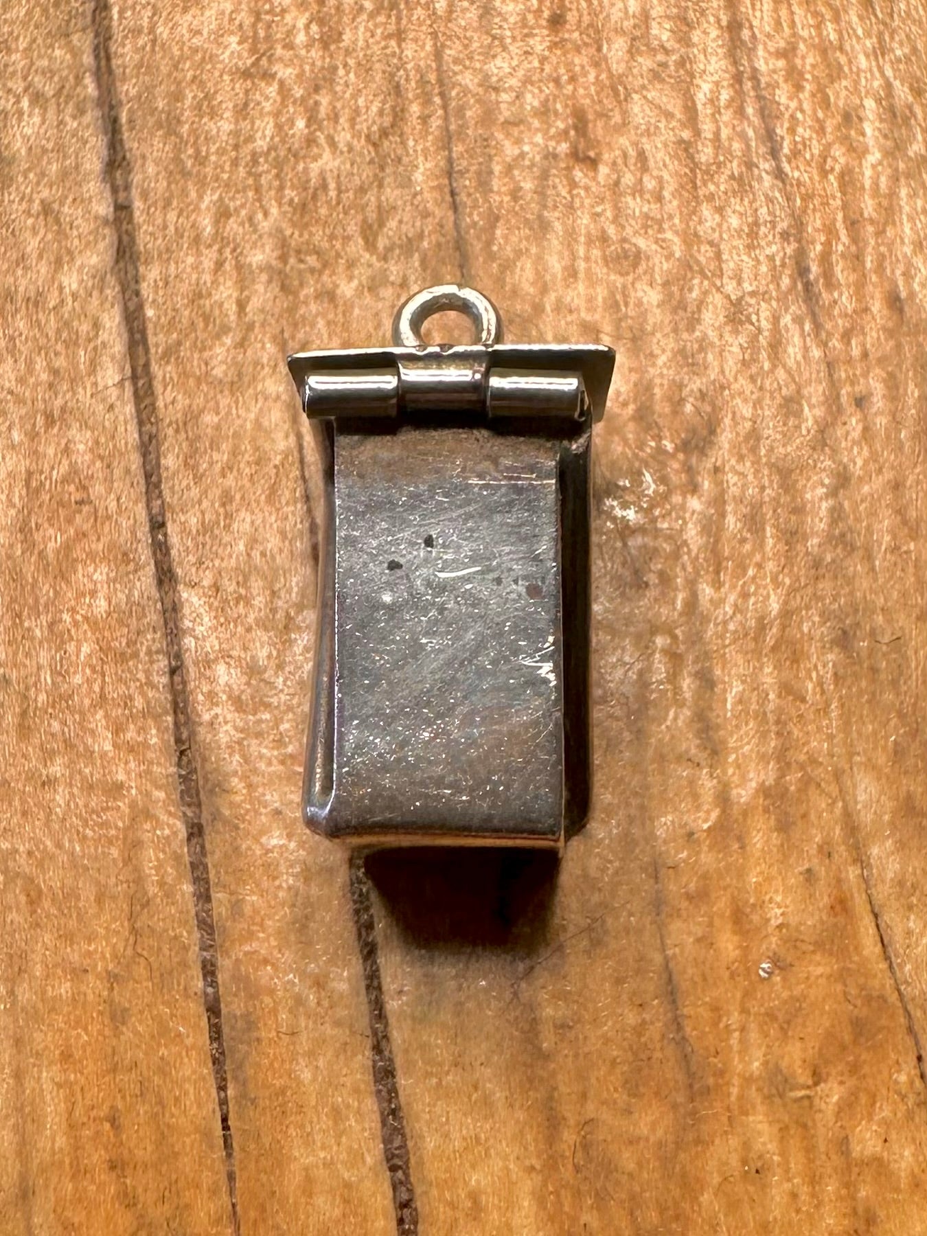 Seltener Vintage 1960er Jahre rot-weißer Würfel-Käfig 925 Sterling Silber Charm Anhänger