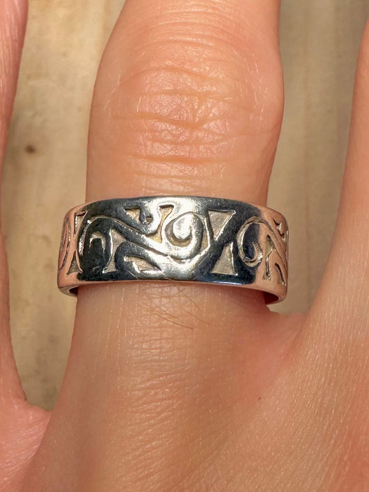 Bali Swirl Band 925 Sterling Silver Size O Ring