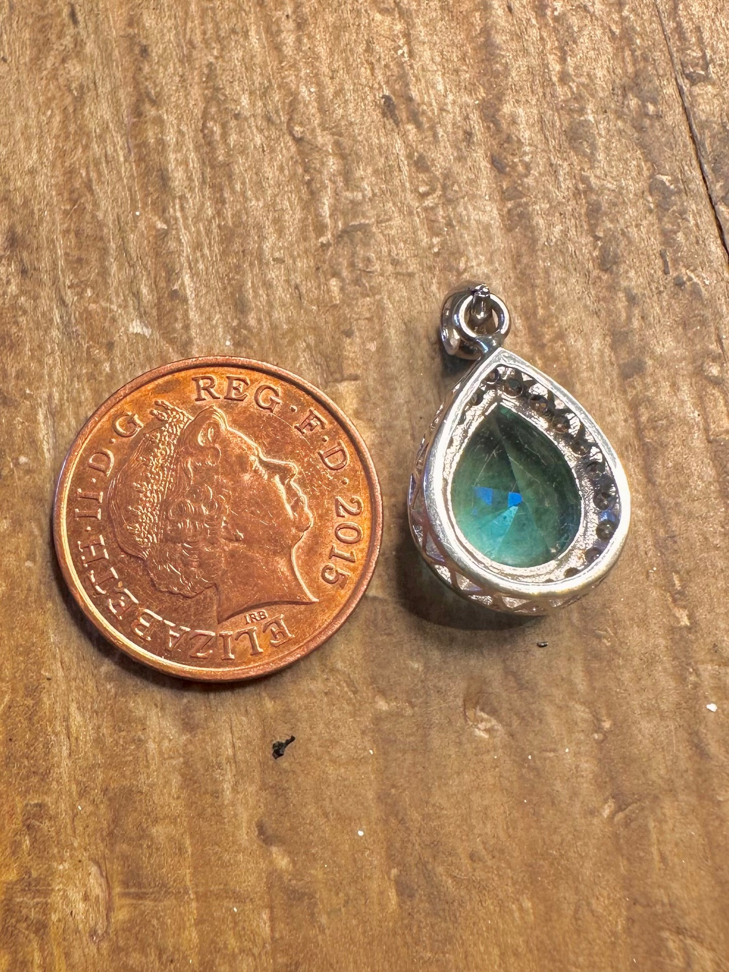 Birnenförmiger blauer und weißer Zirkonia 925er Sterlingsilber-Anhänger