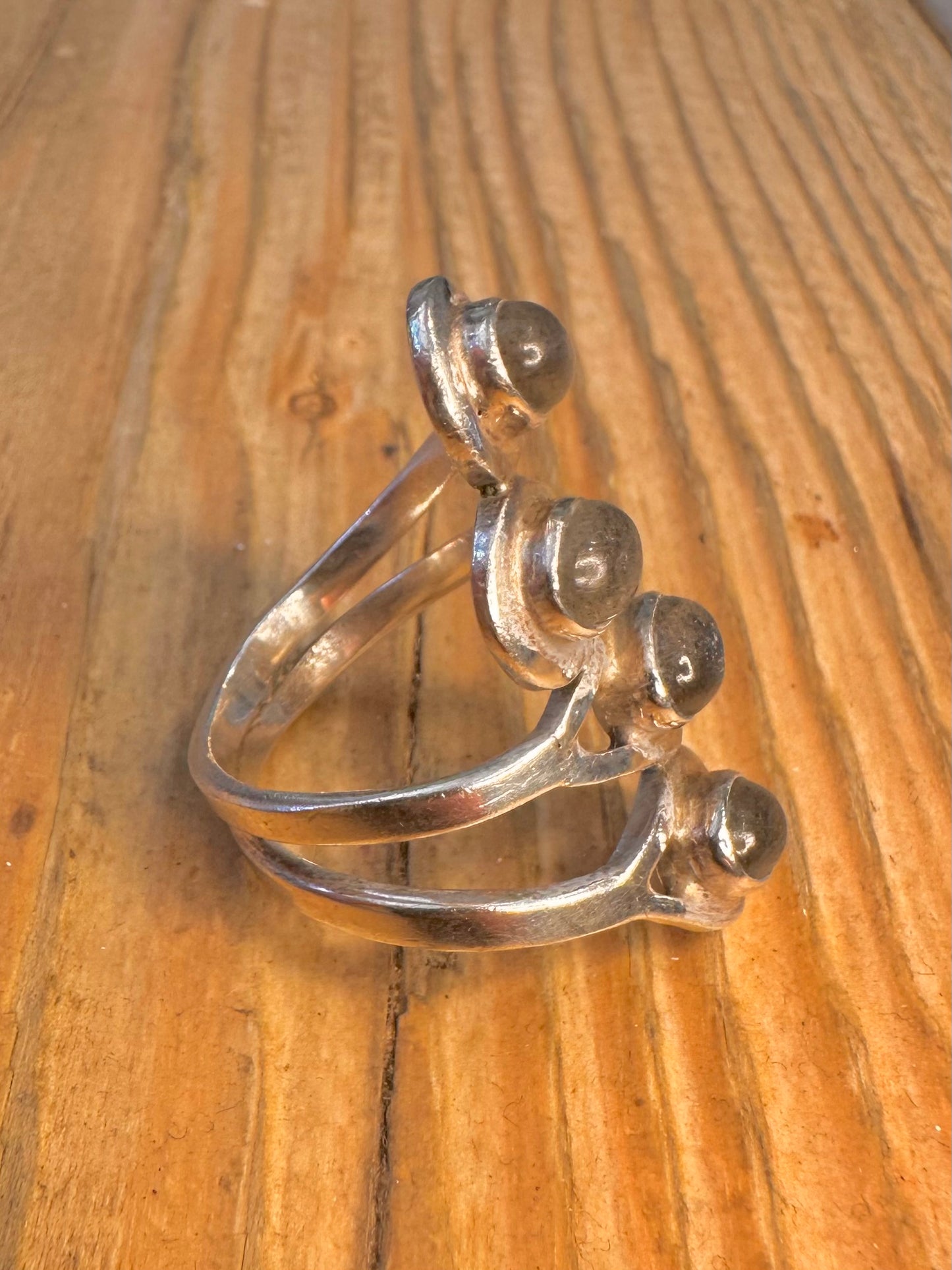 Labradorite Overlapping Swirl 925 Sterling Silver Size P Ring