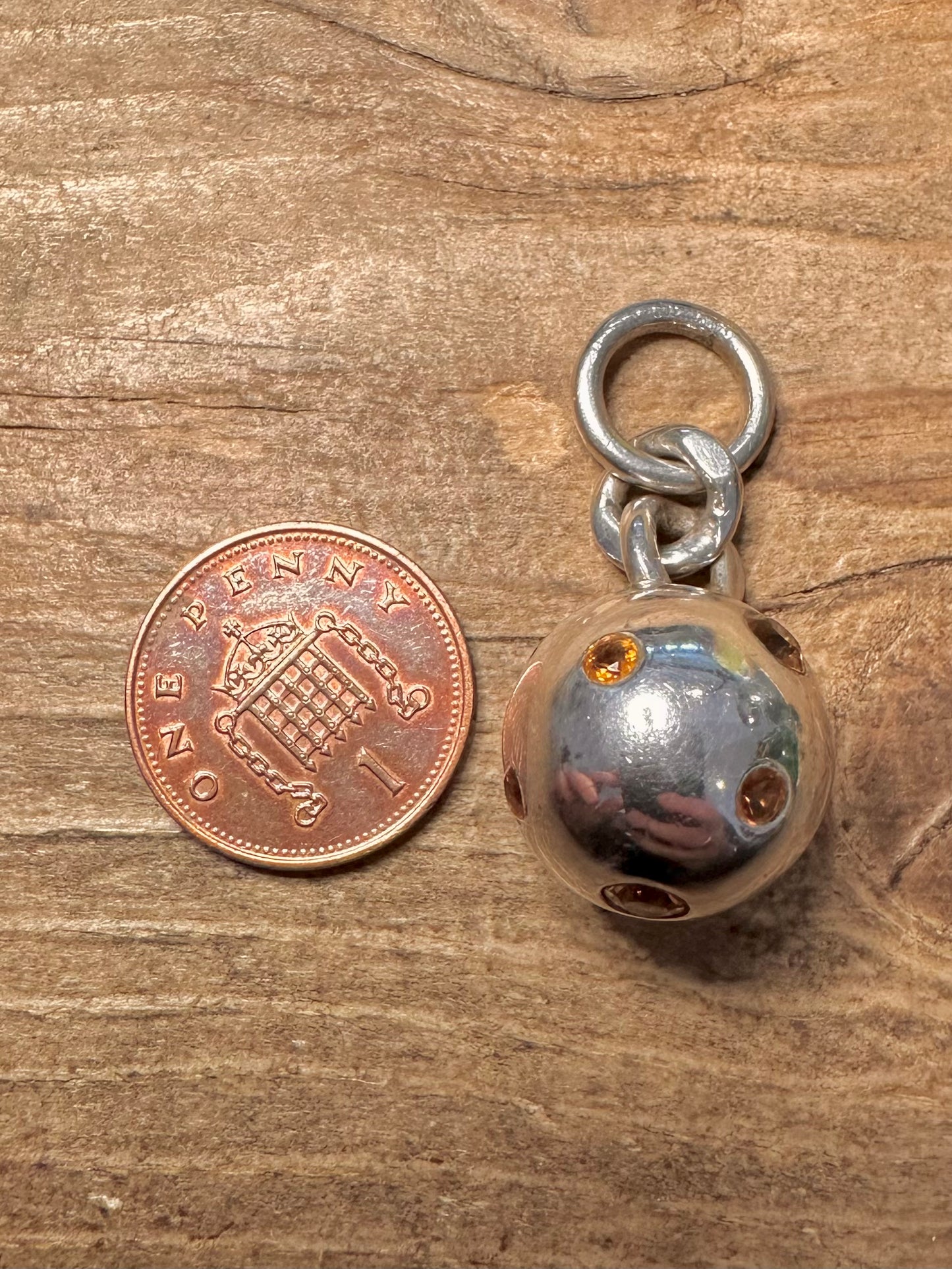 Modernist Citrine Ball 925 Silver Pendant
