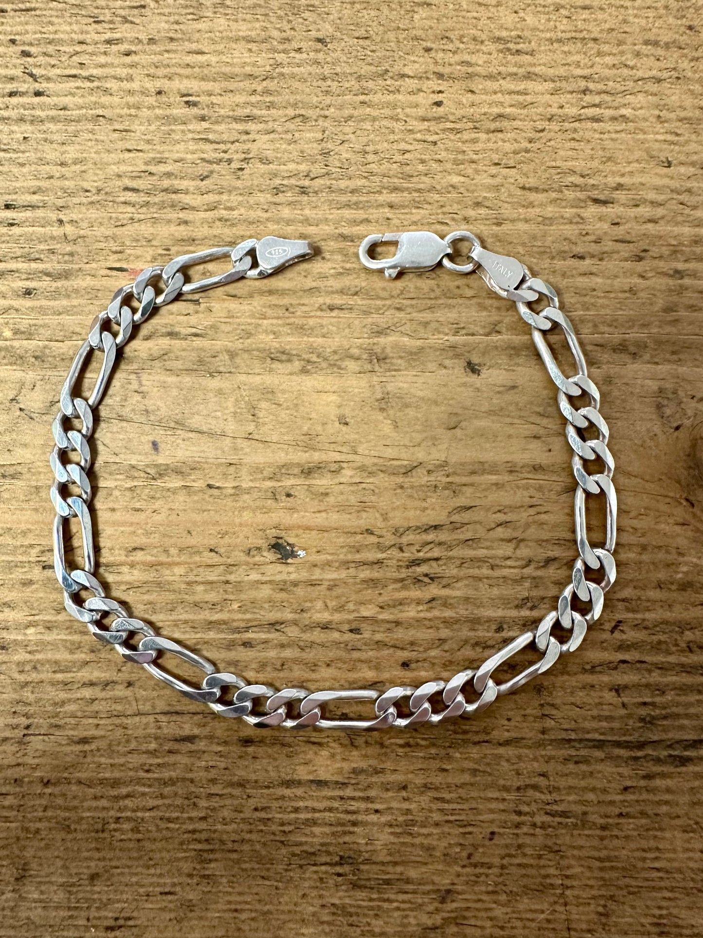 Vintage Italian Figaro Chain 925 Silver Bracelet