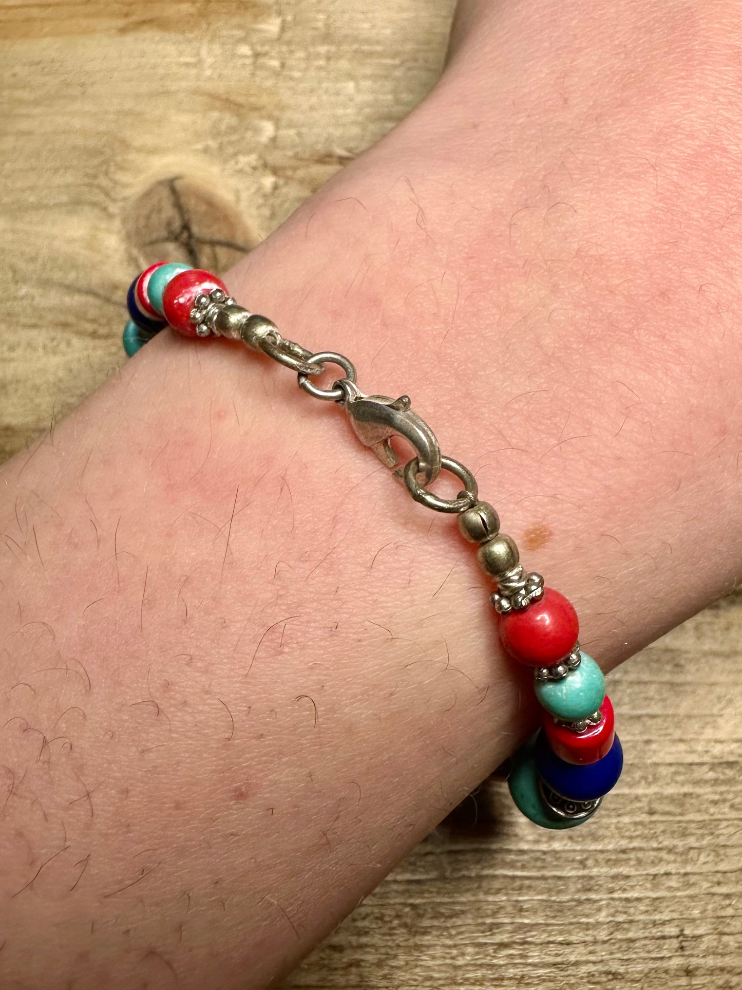 Vintage Raw Coral and Turquoise Costume Bracelet