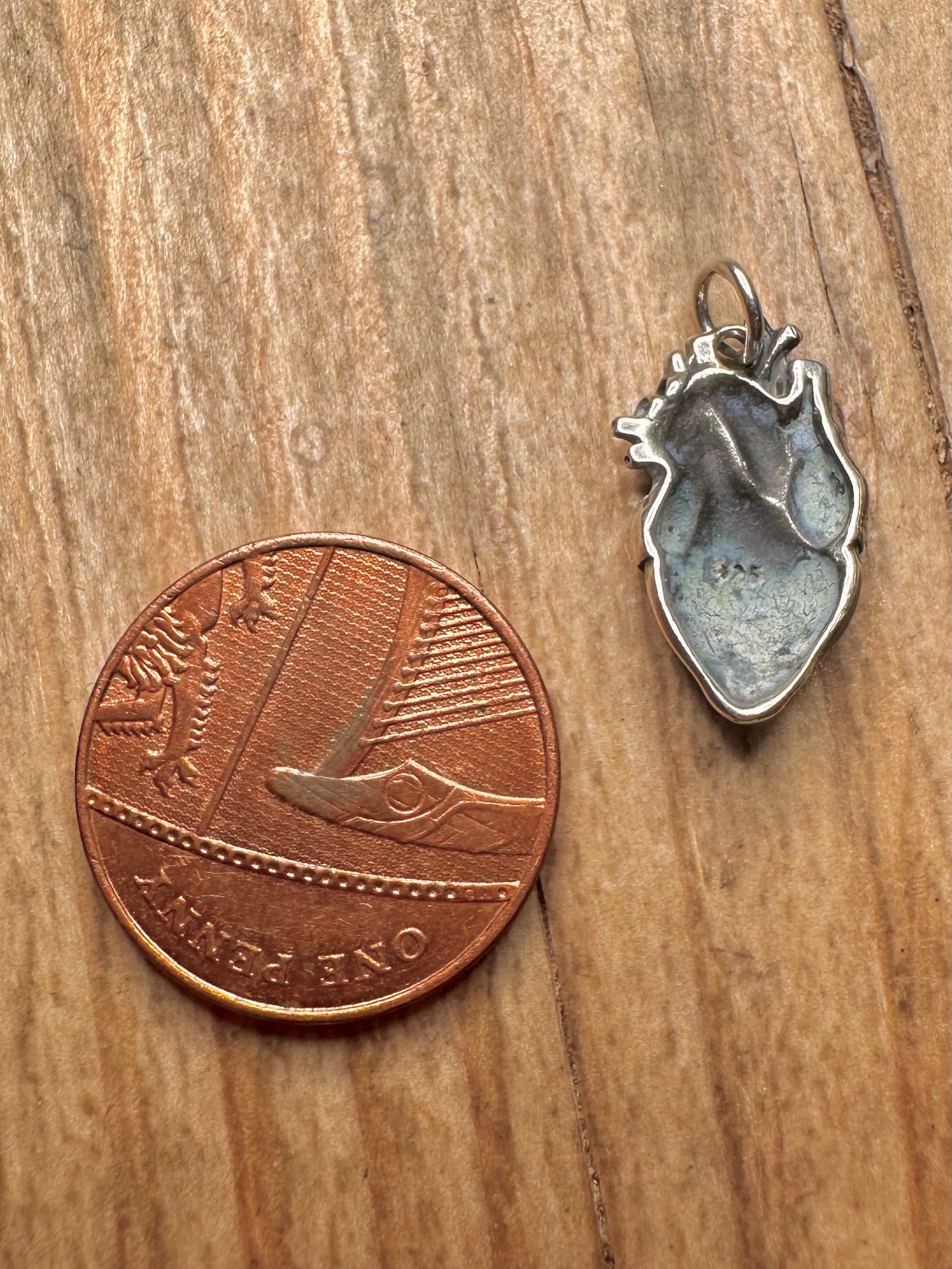 Vintage Anatomical Heart 925 Sterling Silver Pendant