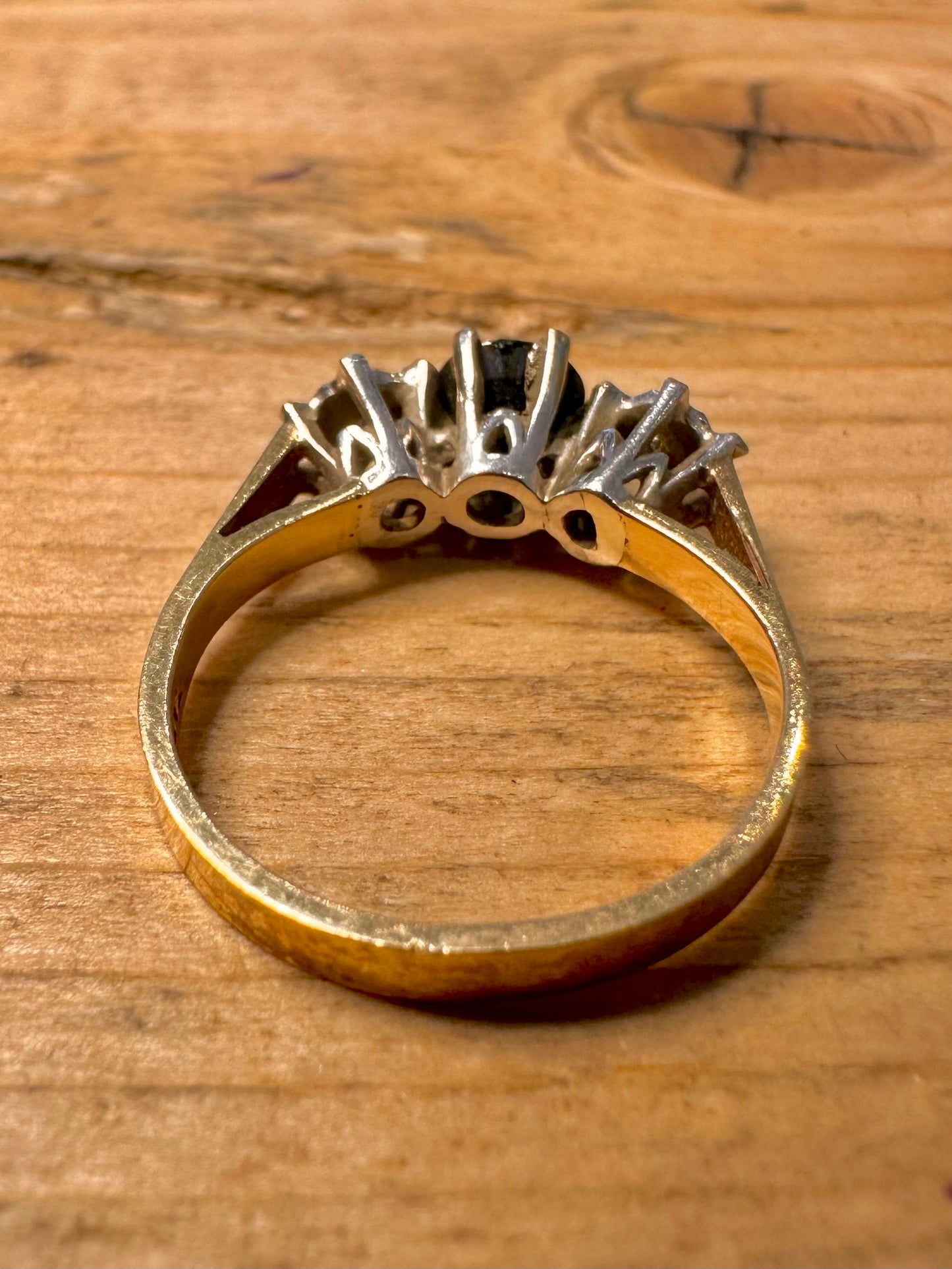 Vintage 1980 9ct Gold Sapphire and Diamond Size L Ring