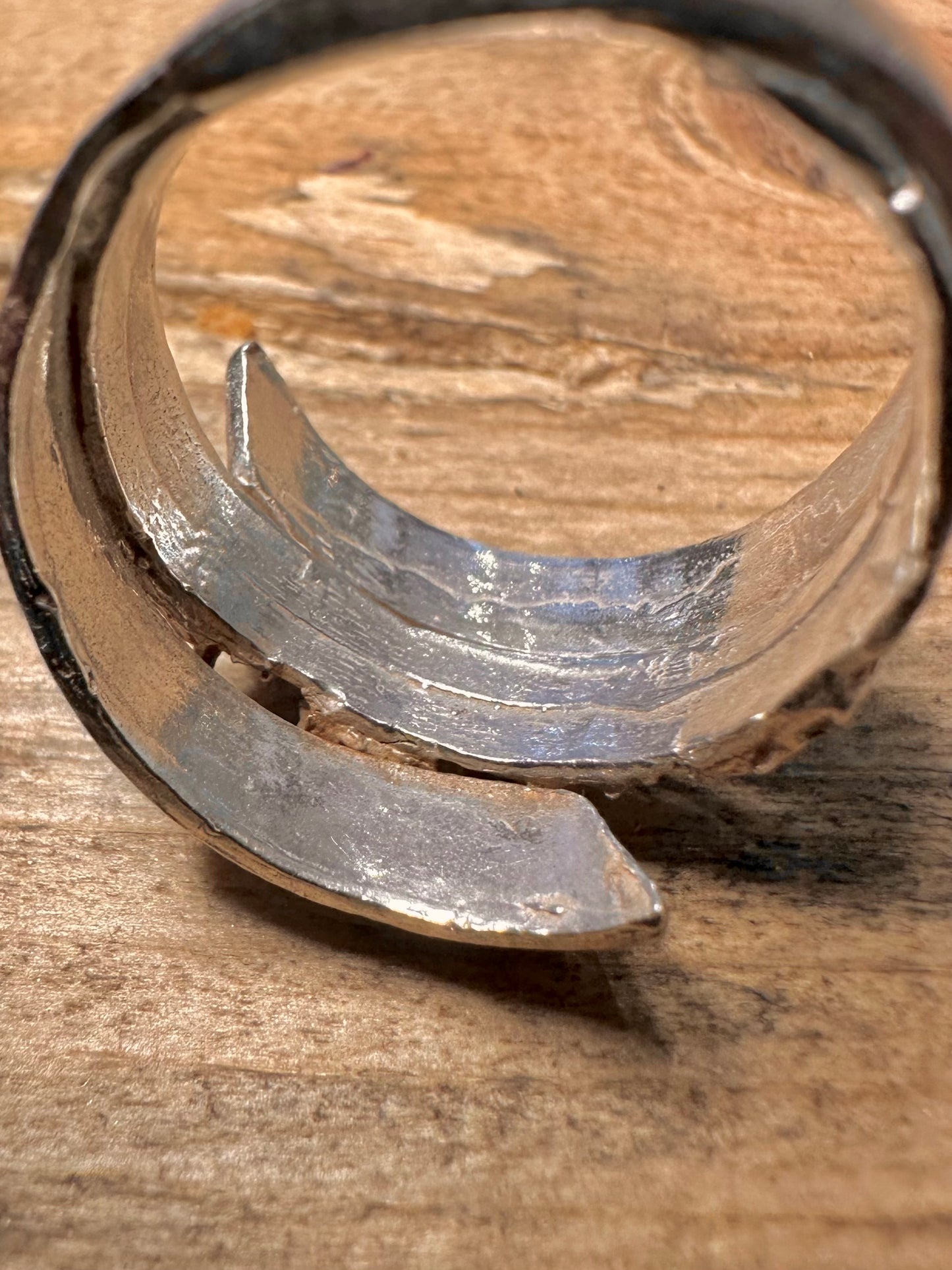 Handmade Textured Overlapping 925 Silver Size W Ring