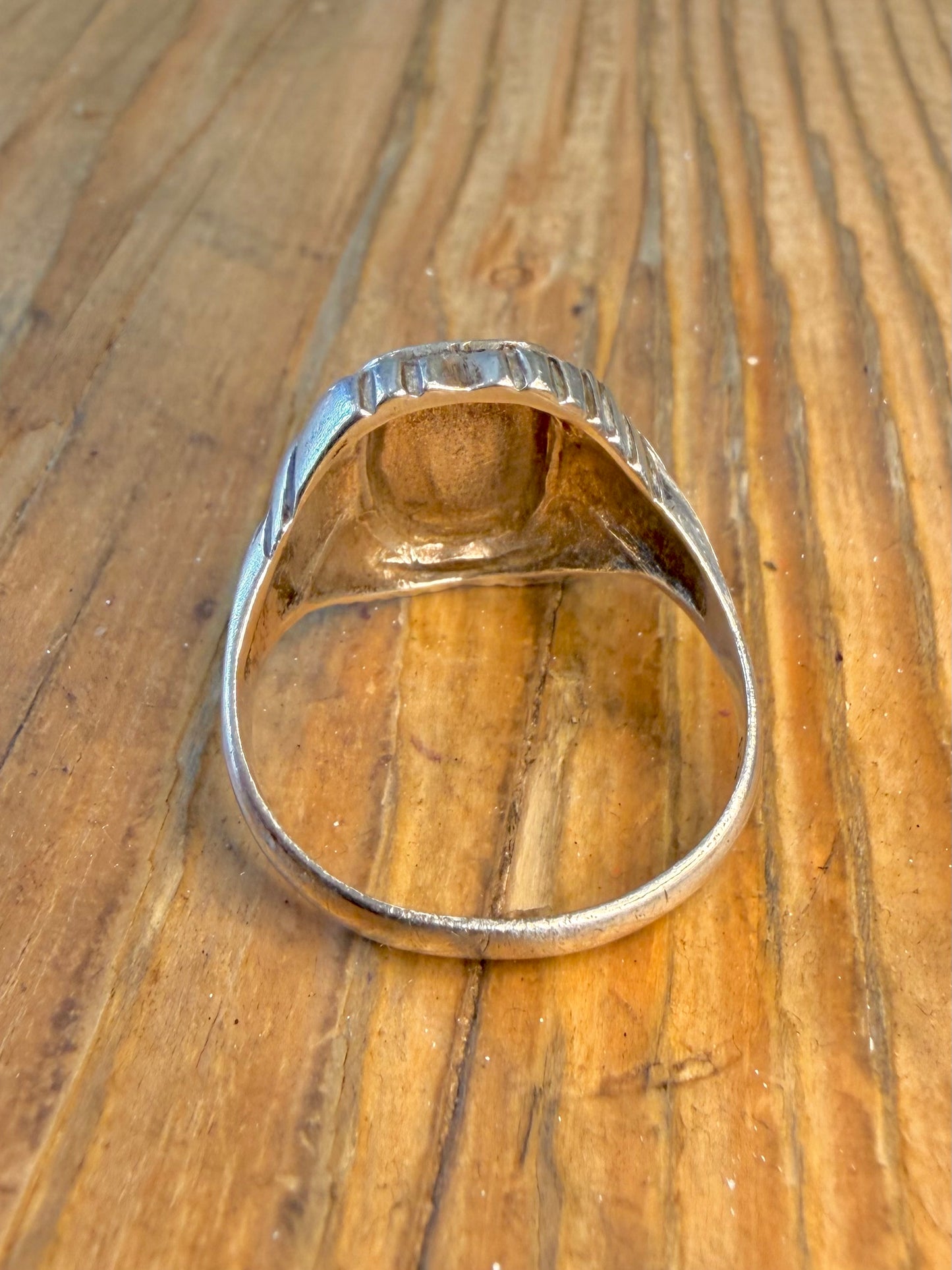 Ornate Gothic Style Engraved LA 835 Silver Size Marker JS Z+1 Ring