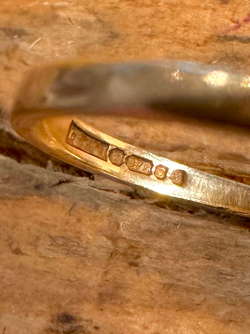 Vintage 1984 9ct Gold Opal and White Stone Size N Ring
