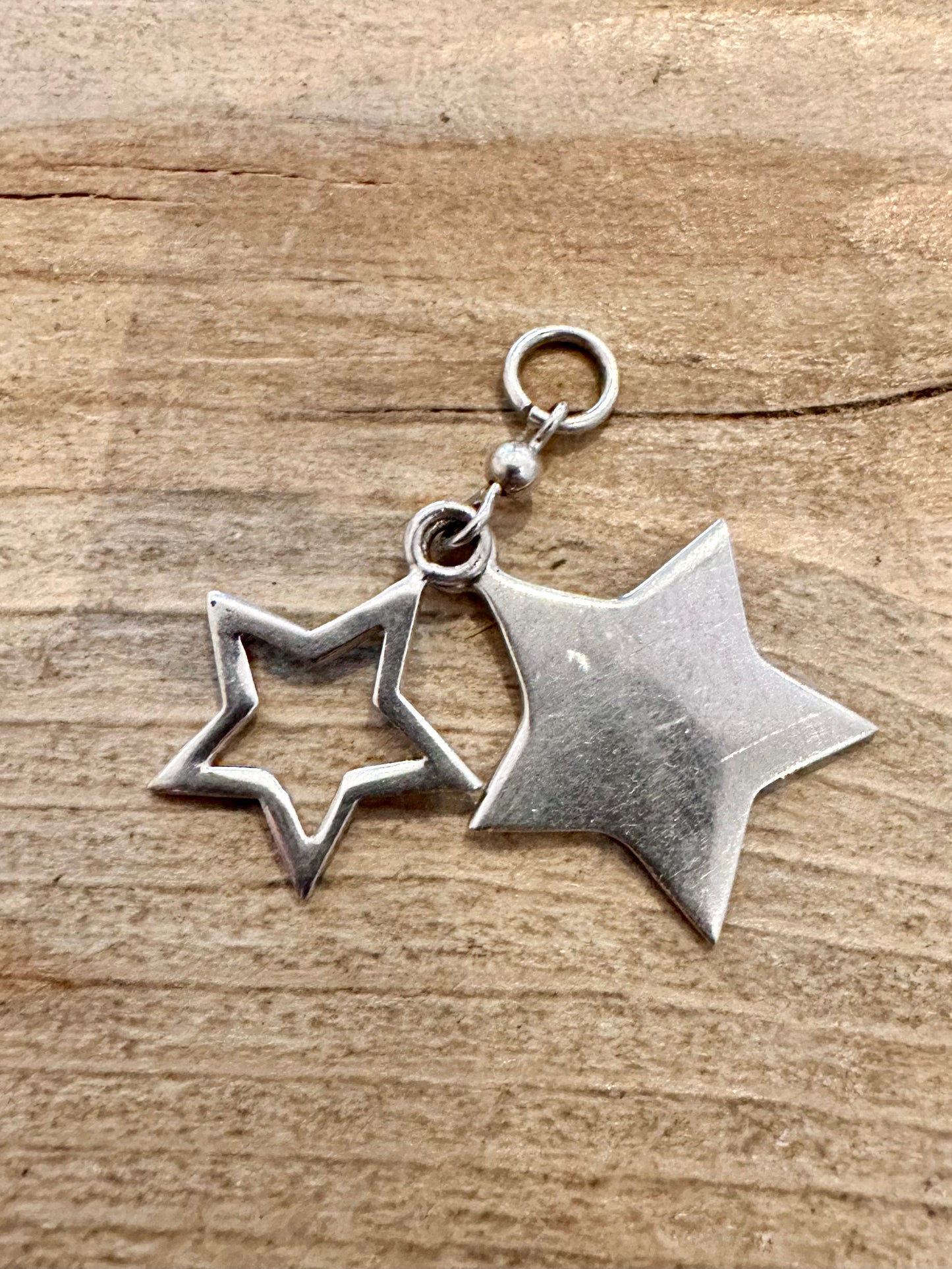 Vintage Double Star 925 Silver Pendant