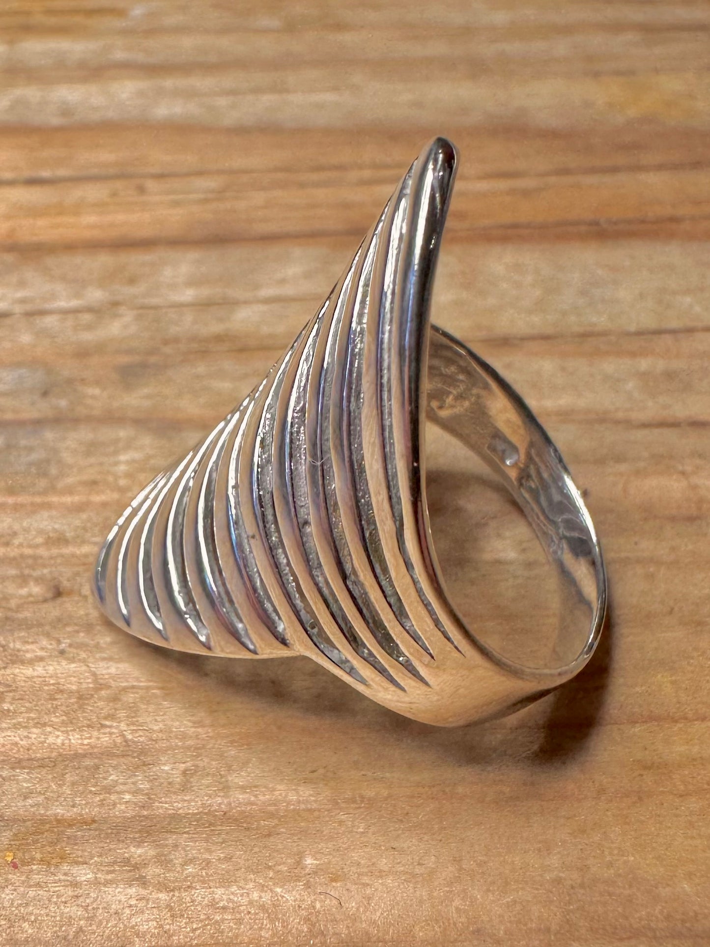 Abstract Wavy Layer 925 Sterling Silver Size R Ring