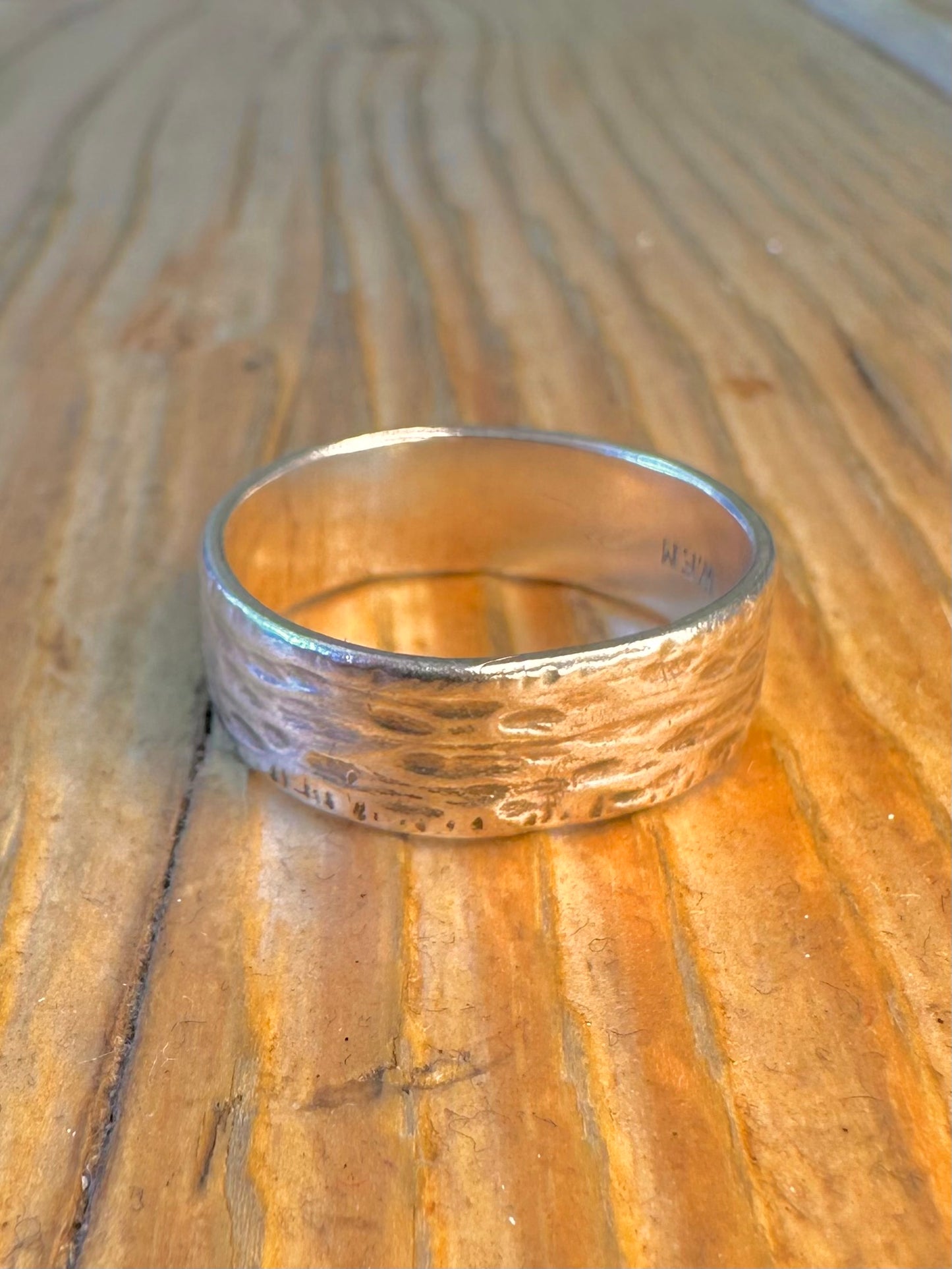 Textured Band 925 Sterling Silver Size R Ring