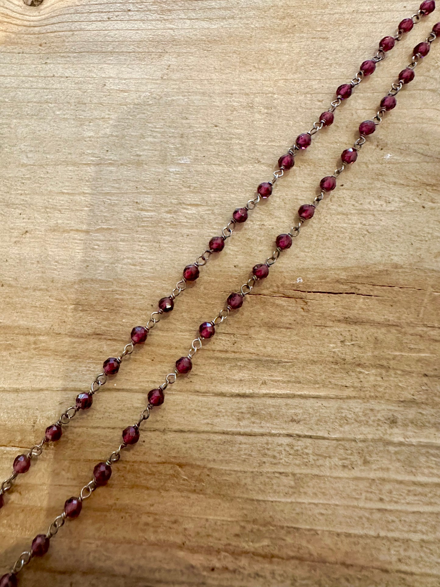 Vintage Red Glass 925 Silver Chain 17 inch Necklace