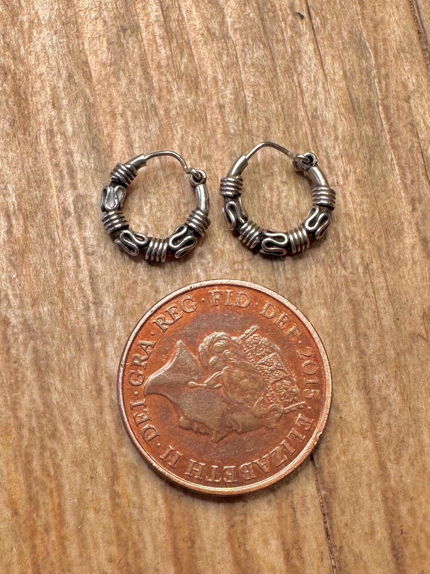 Vintage Tribal Kleine Creolen 925 Sterling Silber Ohrringe