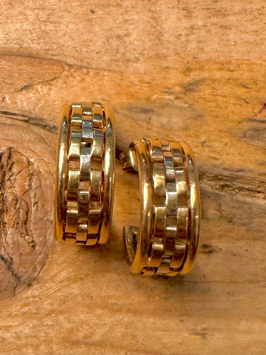 Vintage 9ct Gold Basket Style Hoop Earrings