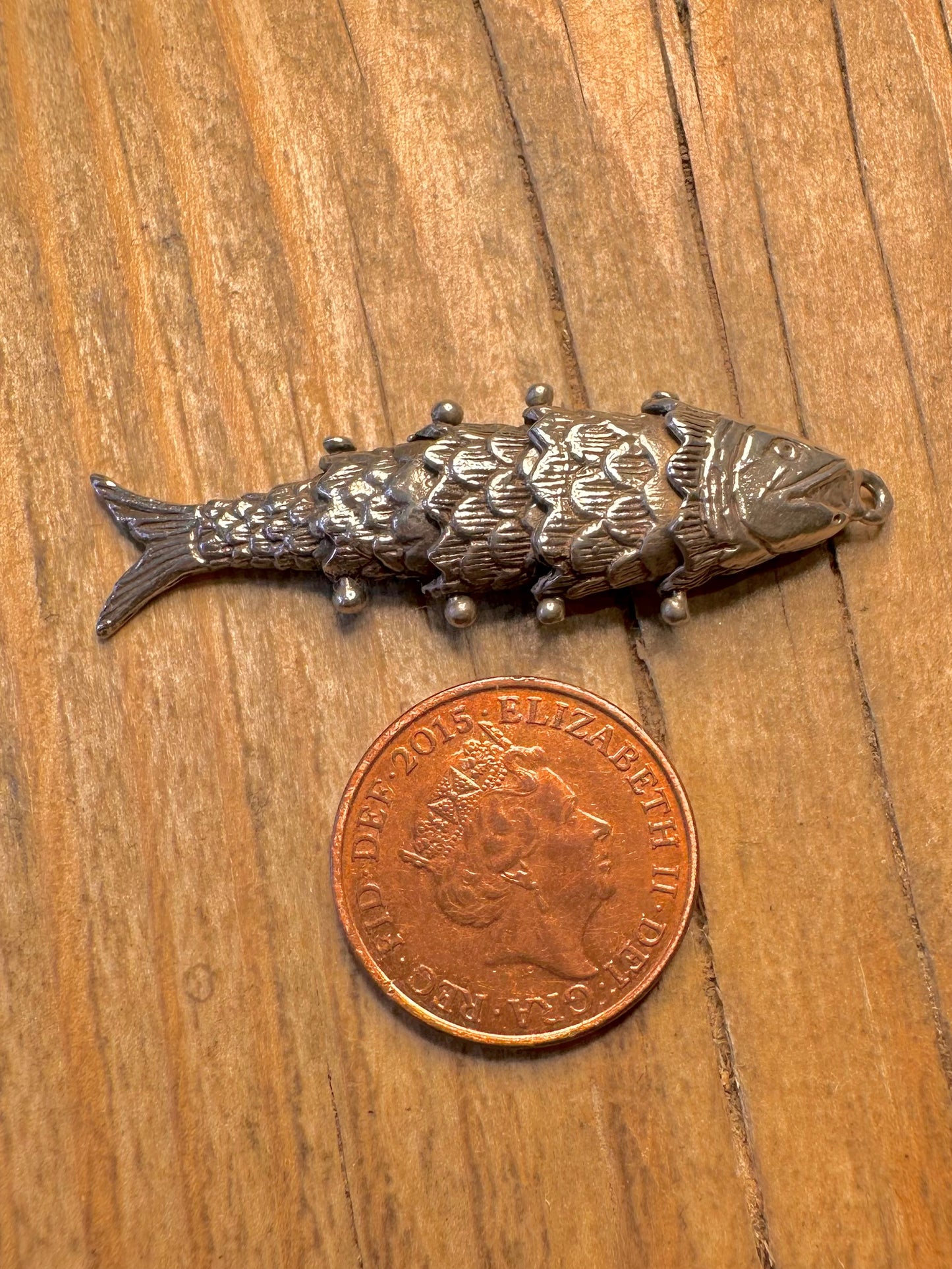 Vintage Articulated Fish 925 Sterling Silver Pendant