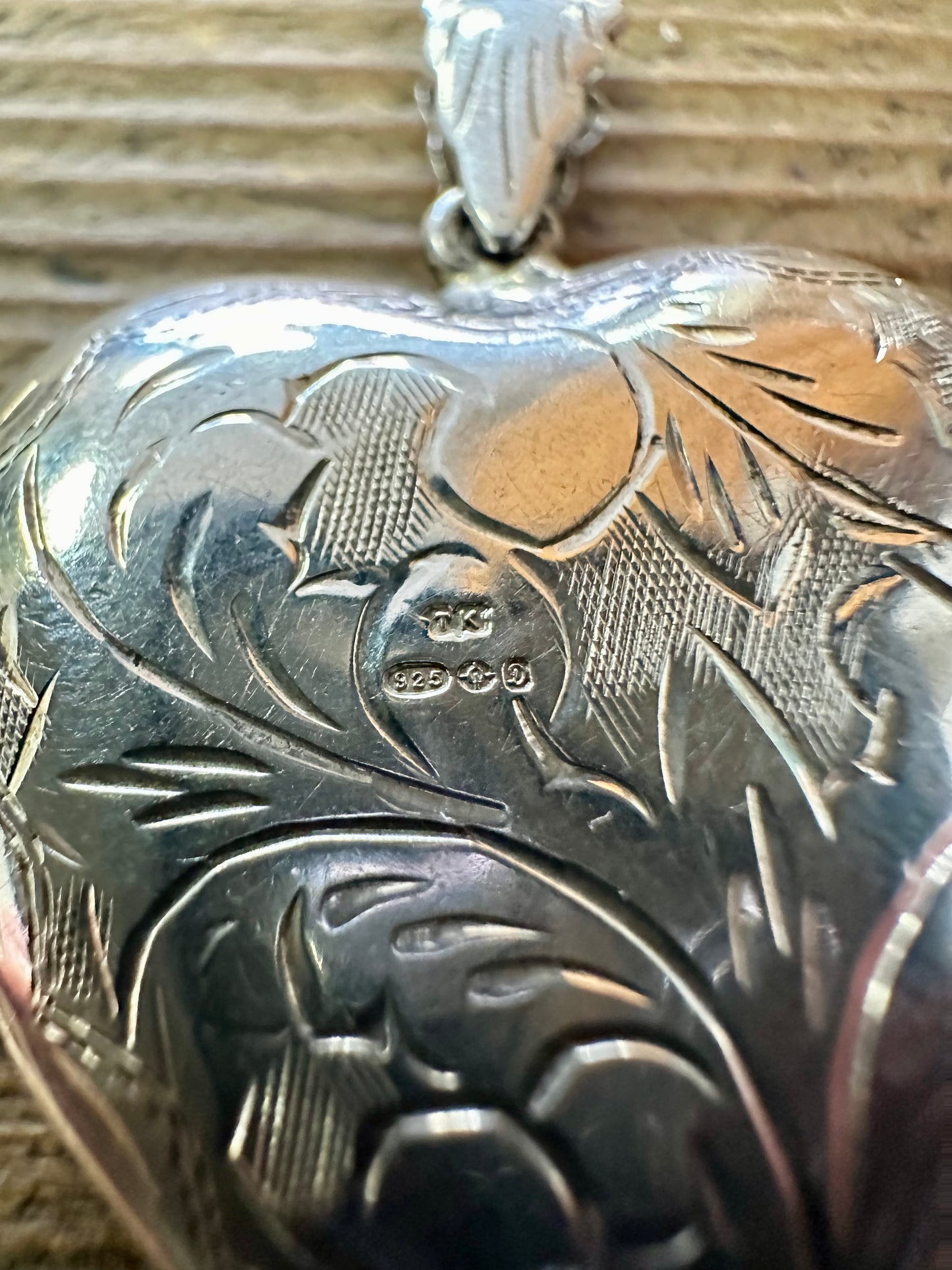 Vintage 1978 Large Heart Engraved 925 Silver Locket Pendant