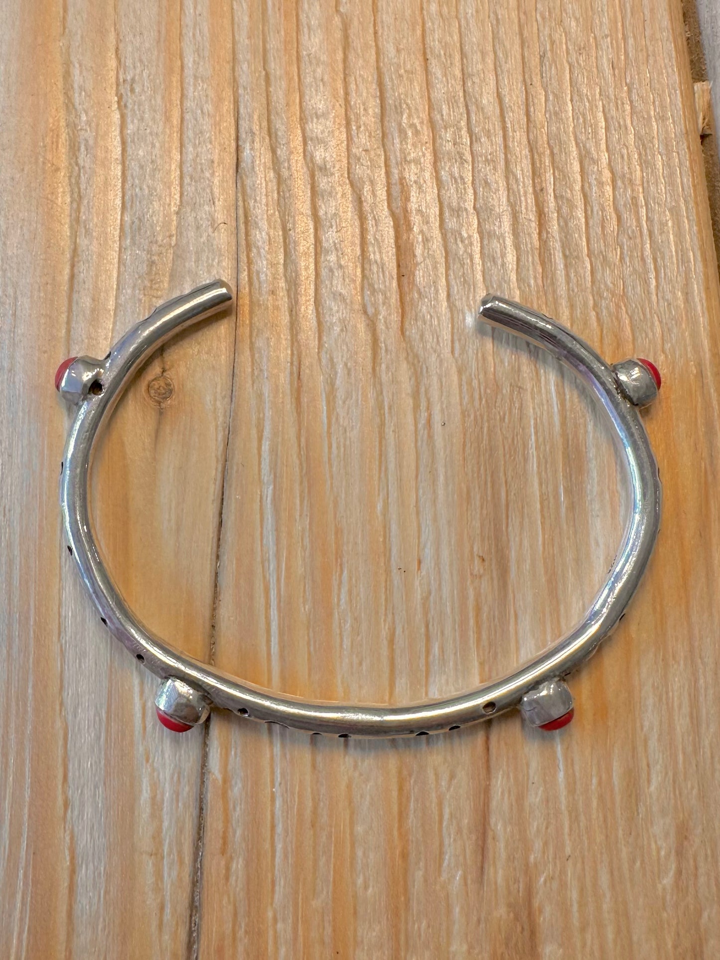 Abstract Coral Textured 925 Silver Cuff Bangle